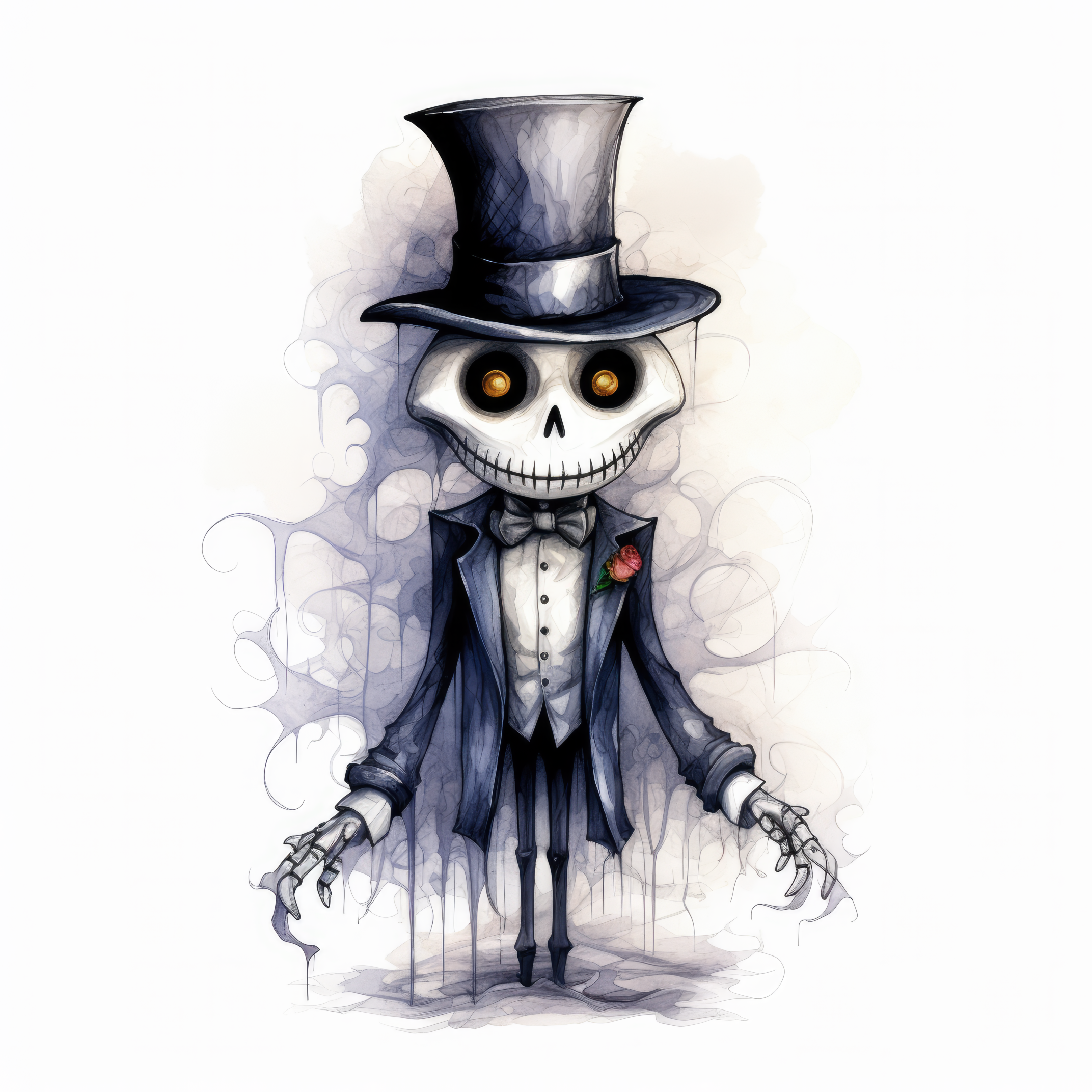 Ghost wearing a top hat hand-painted (paitakuva)