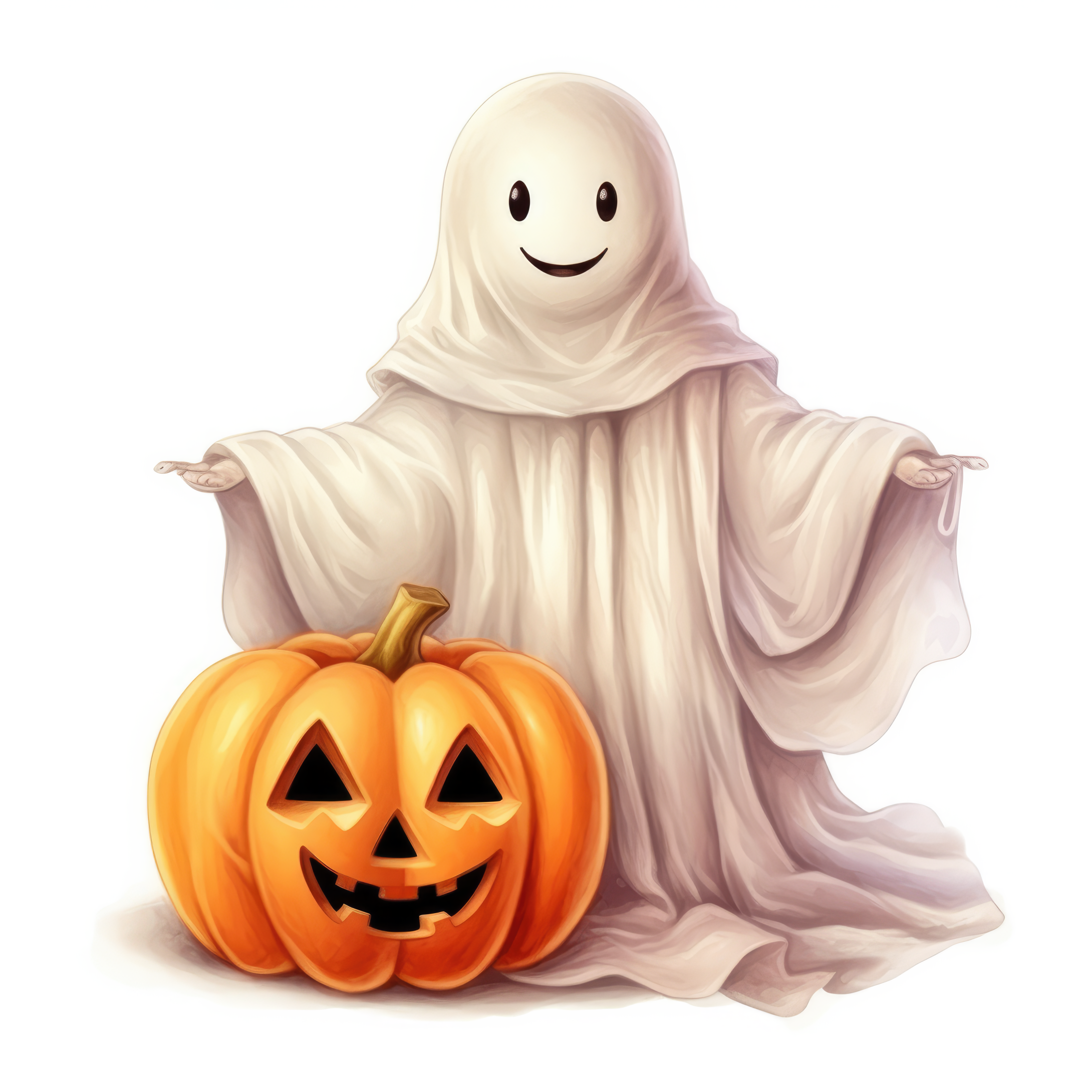 Ghost with pumpkin magical 2 (paitakuva)