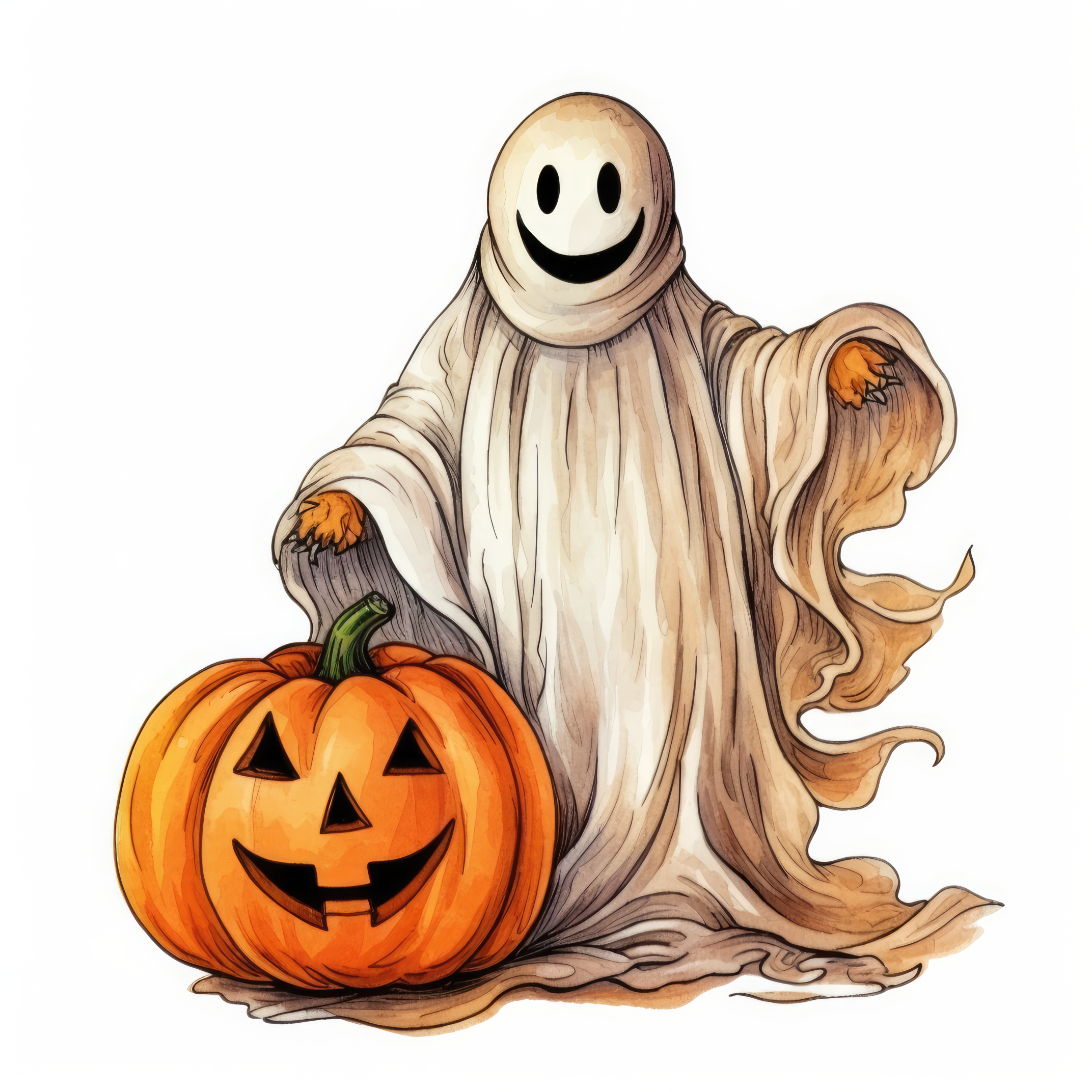 Ghost with pumpkin magical 7 (paitakuva)