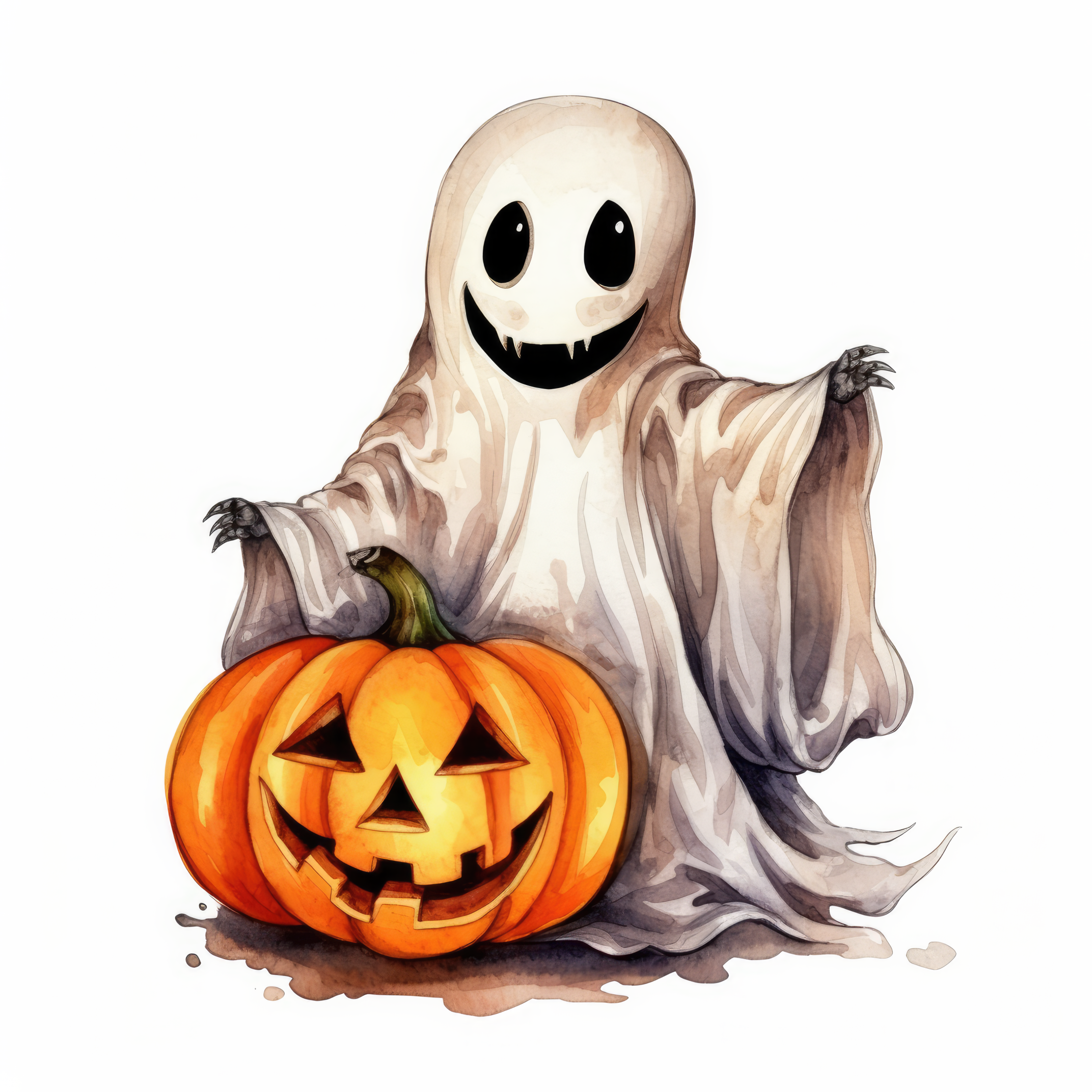 Ghost with pumpkin magical 8 (paitakuva)
