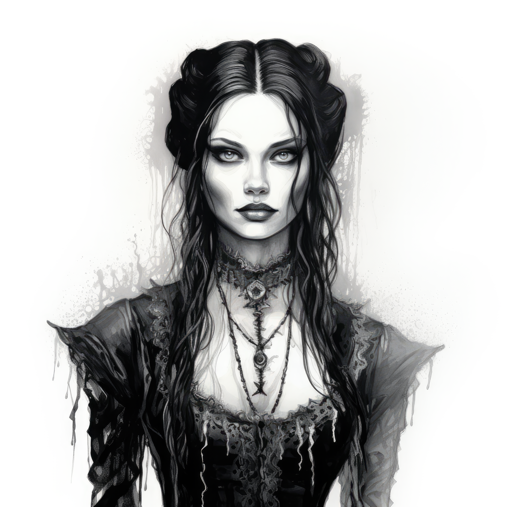 Gothic lady vampire portrait detailed halloween 3 (paitakuva)