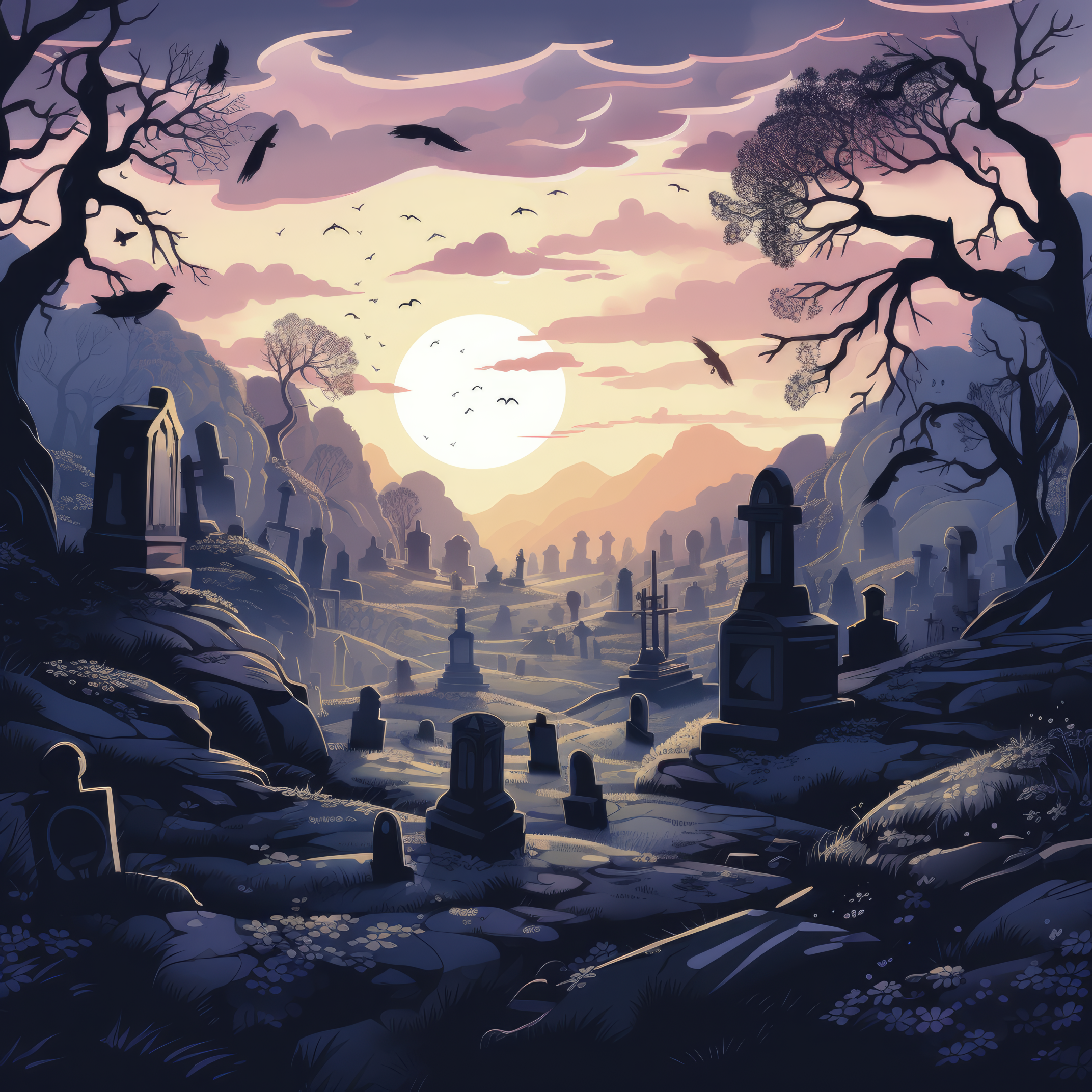 Graveyard scene at dusk 1 (paitakuva)