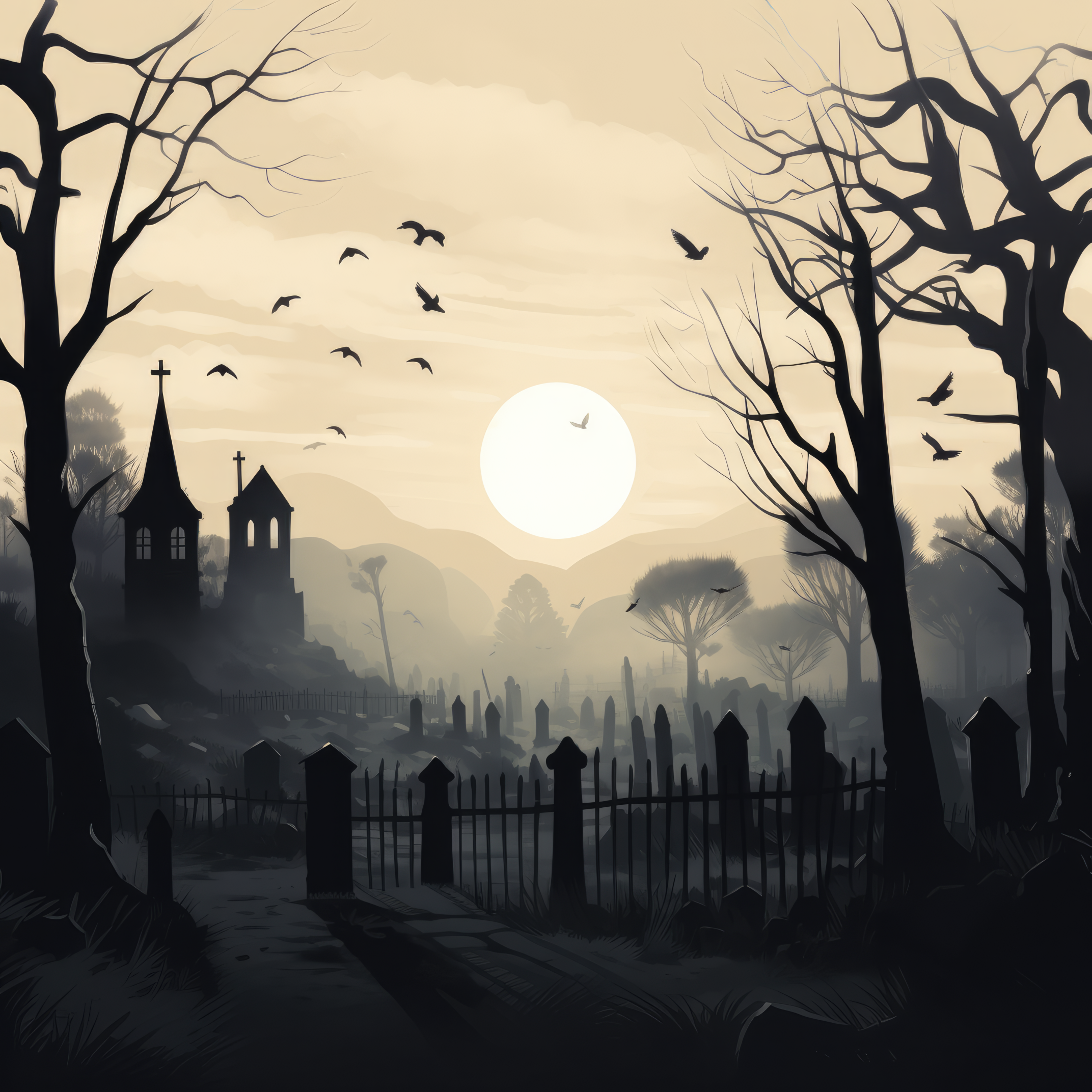 Graveyard scene at dusk 3 (paitakuva)