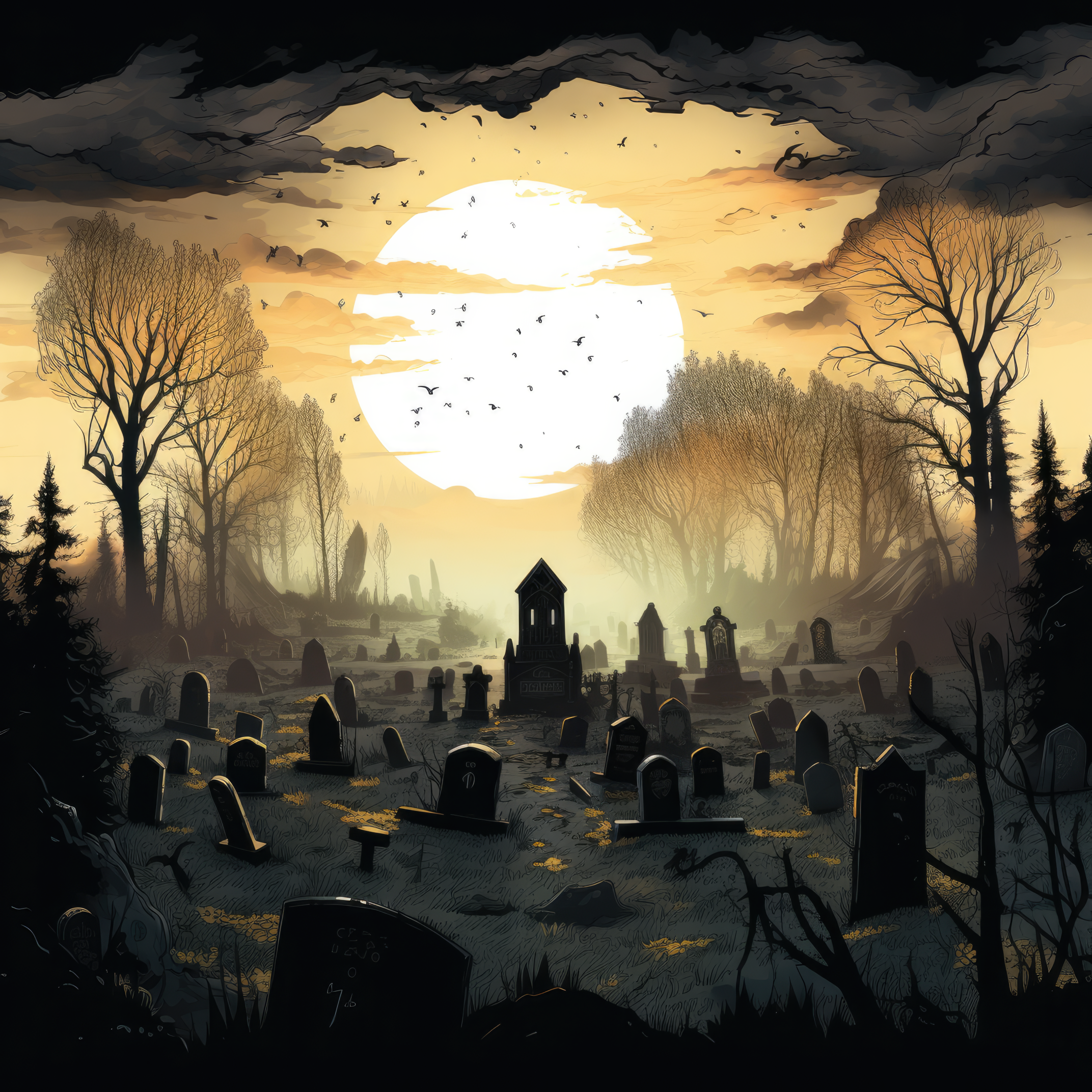 Graveyard scene at dusk (paitakuva)