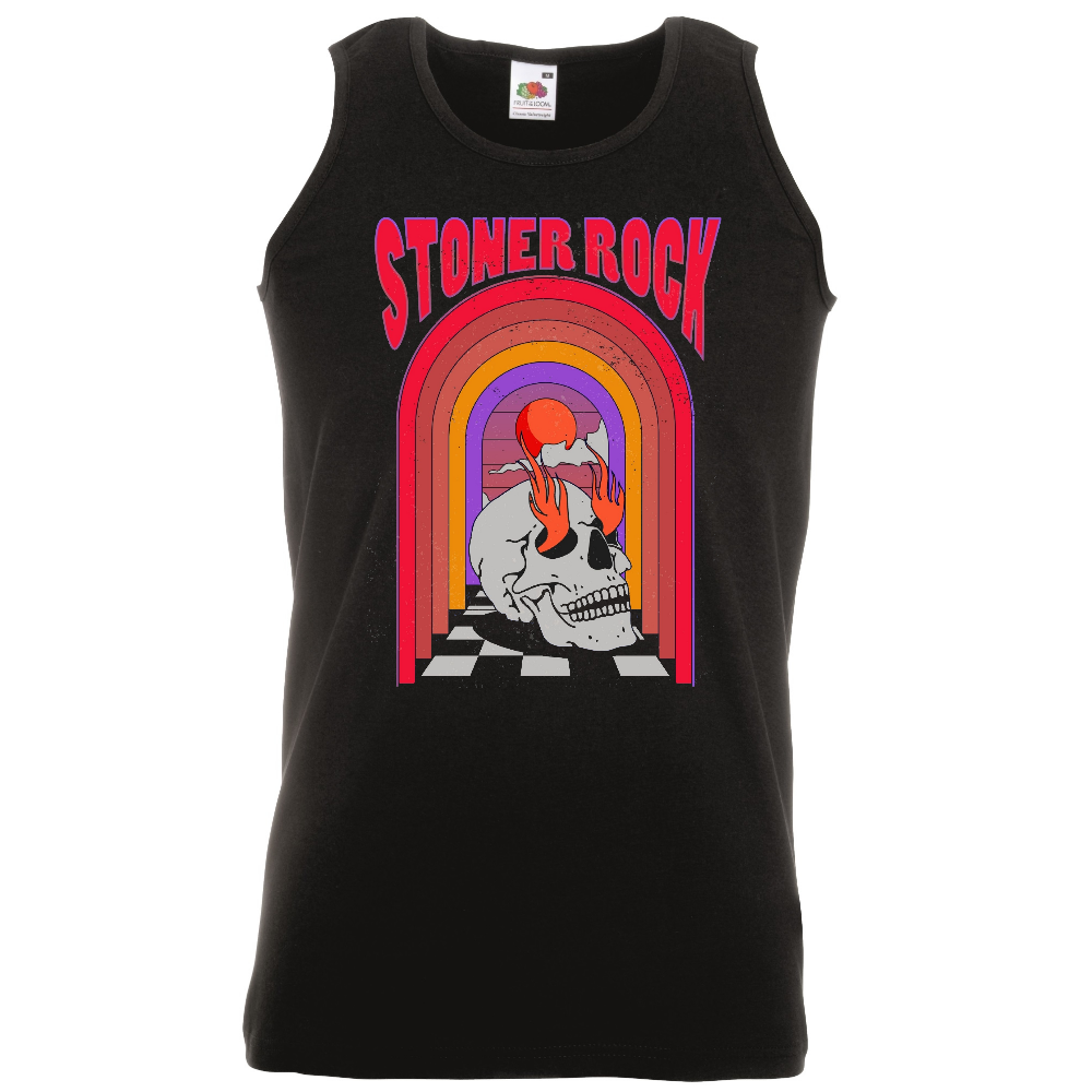 HIHATON T-PAITA MUSTA - Stoner Rock Burning Skul