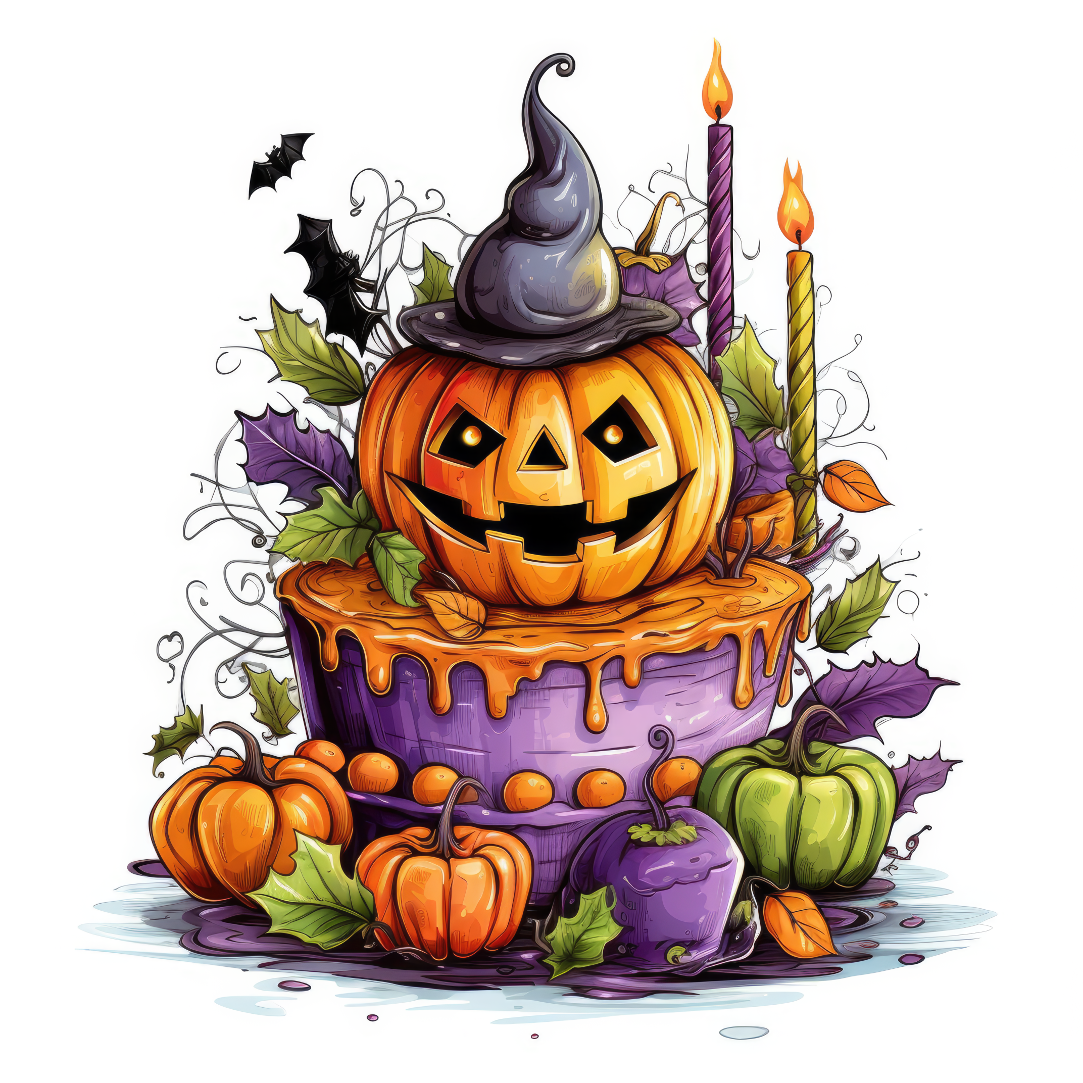 Halloween design a birthday cake with the halloween 3 (paitakuva)