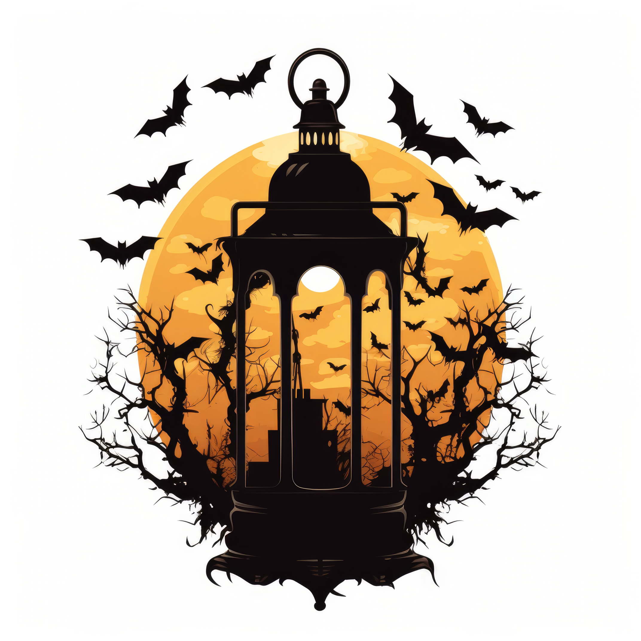 Halloween lantern with bat silhouette 3 (paitakuva)