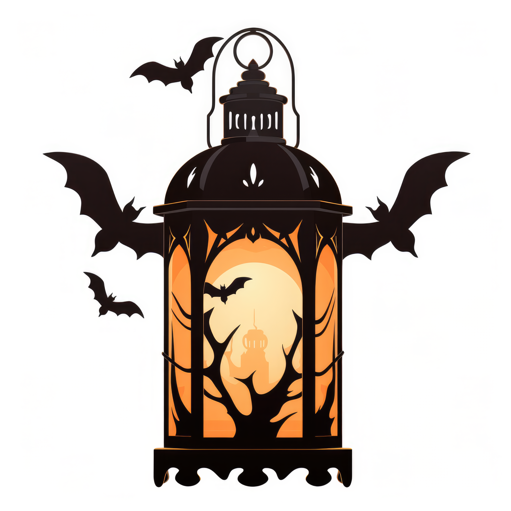 Halloween lantern with bat silhouette (paitakuva)