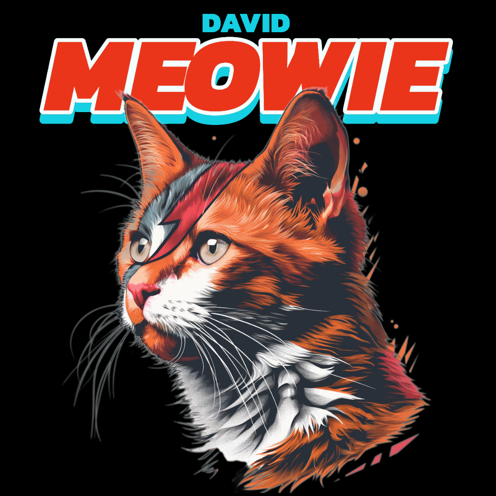 KISSABÄNDI T-PAITA MUSTA - DAVID MEOWIE (3055)