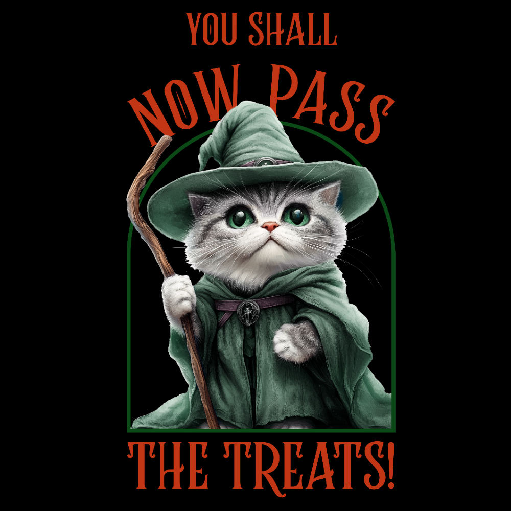 KISSALEFFA T-PAITA MUSTA - YOU SHALL NOW PASS THE TREATS (3038)
