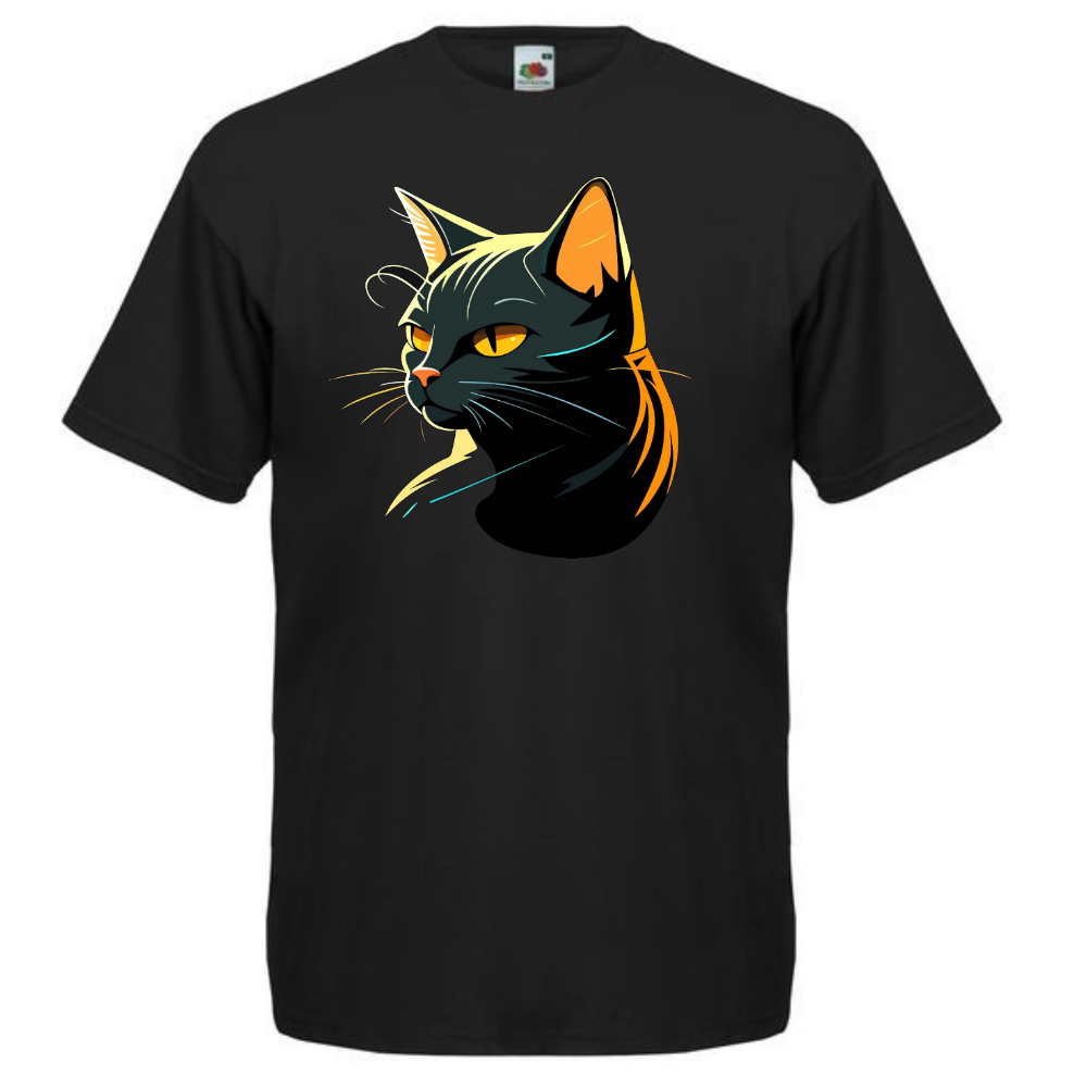 T-PAITA MUSTA - BLACK CAT (00 48)