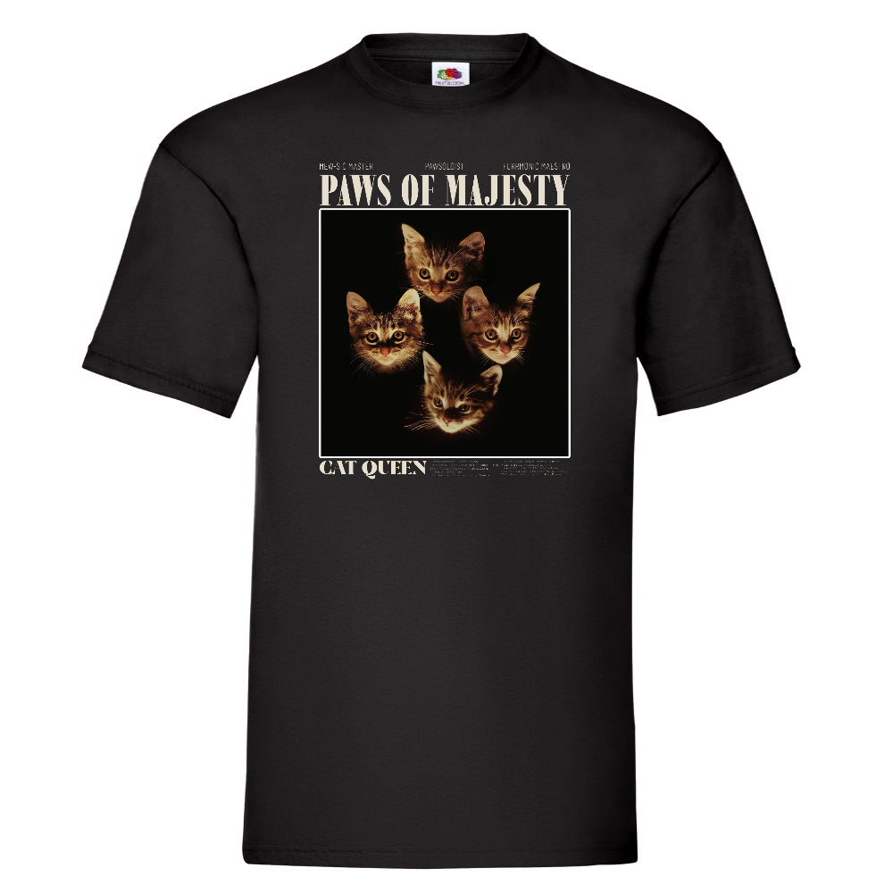 KISSABÄNDI T-PAITA MUSTA - PAWS OF MAJESTY (2932)