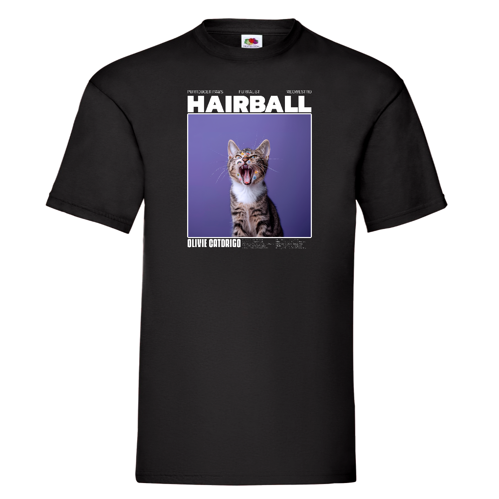 KISSABÄNDI T-PAITA MUSTA - HAIRBALL (2934)