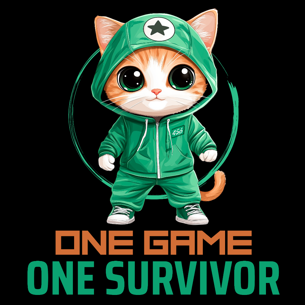 KISSALEFFA T-PAITA MUSTA - ONE GAME ONE SURVIVOR (3036)