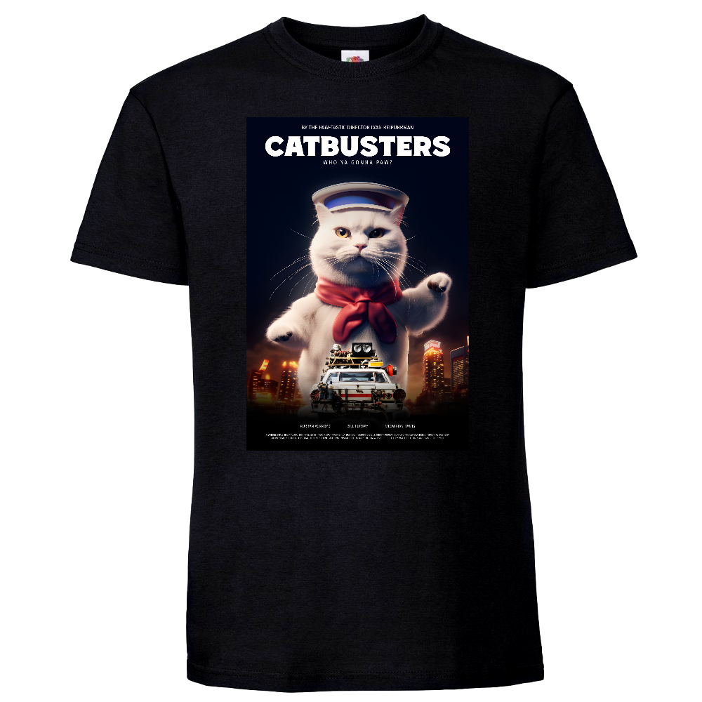 KISSALEFFA T-PAITA MUSTA - CATBUSTERS (00 2745)