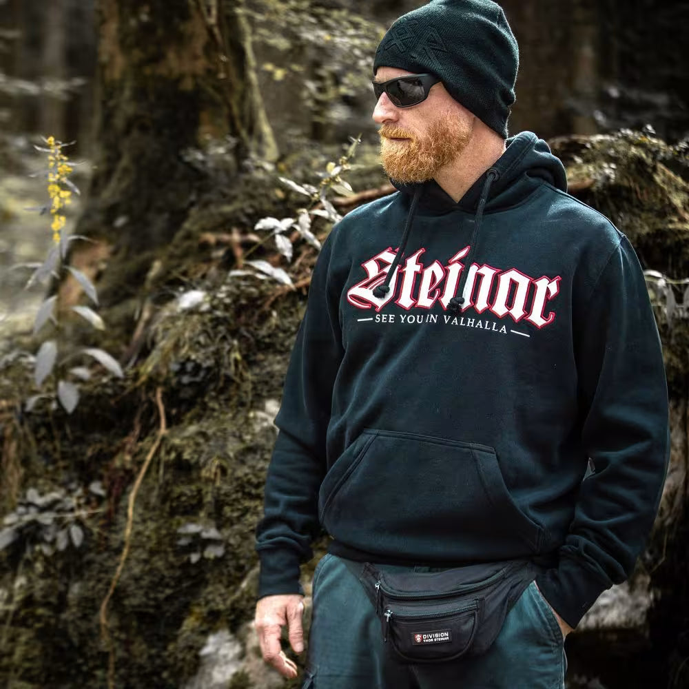 THOR STEINAR - Huppari musta - HOODED SWEATSHIRT SØFJELL