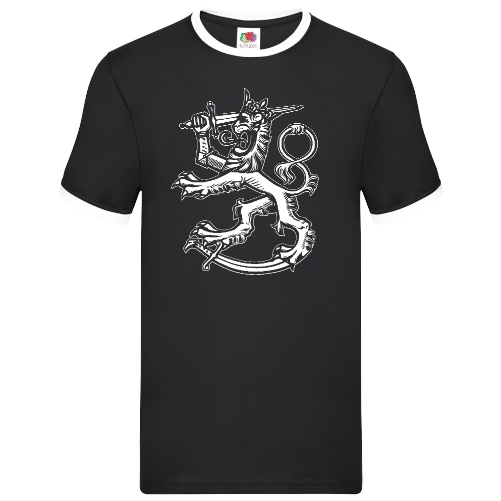 T-PAITA RINGER - SUOMI LEIJONA (MUSTA)