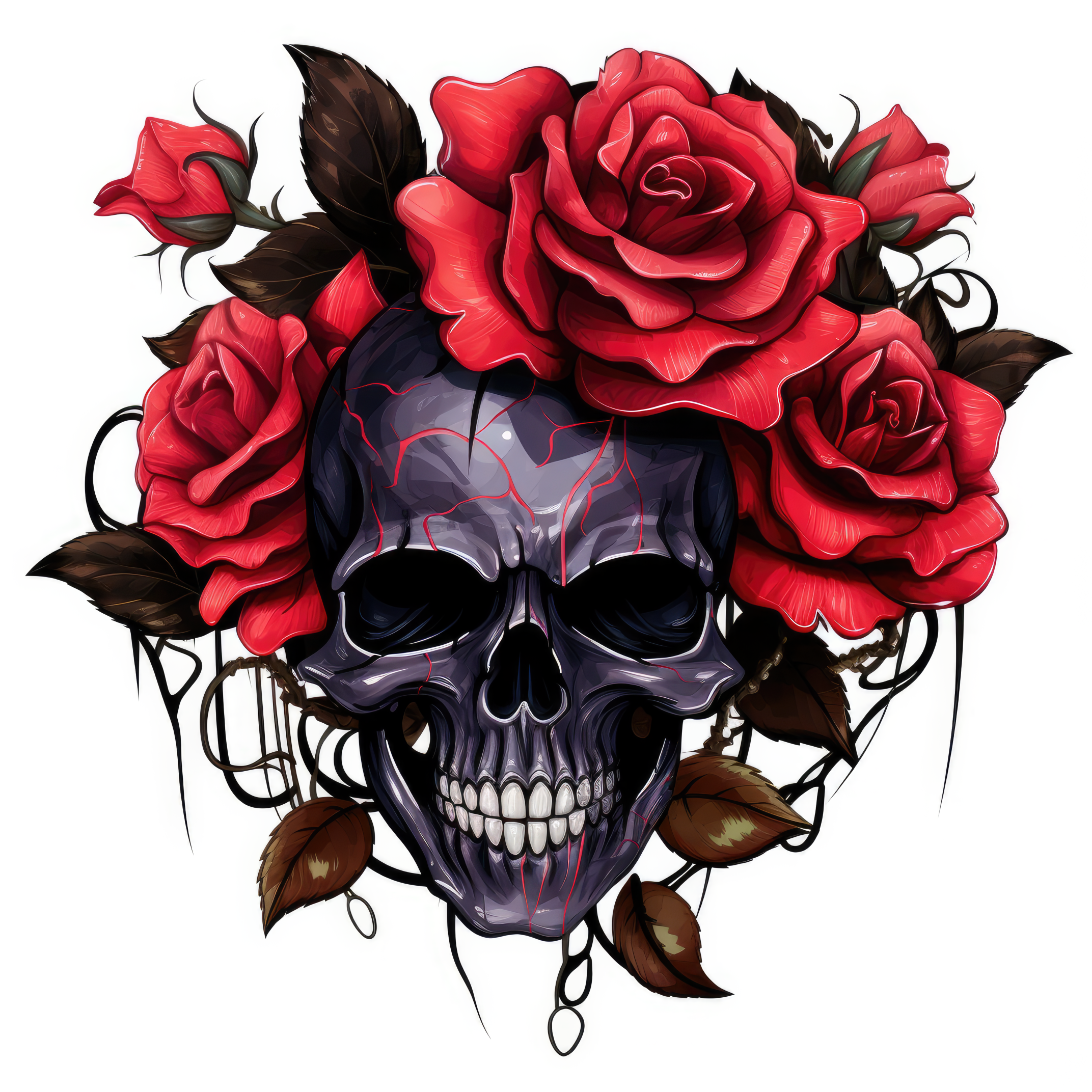 Make gothic rose with skull clipart halloween hand 1 (paitakuva)