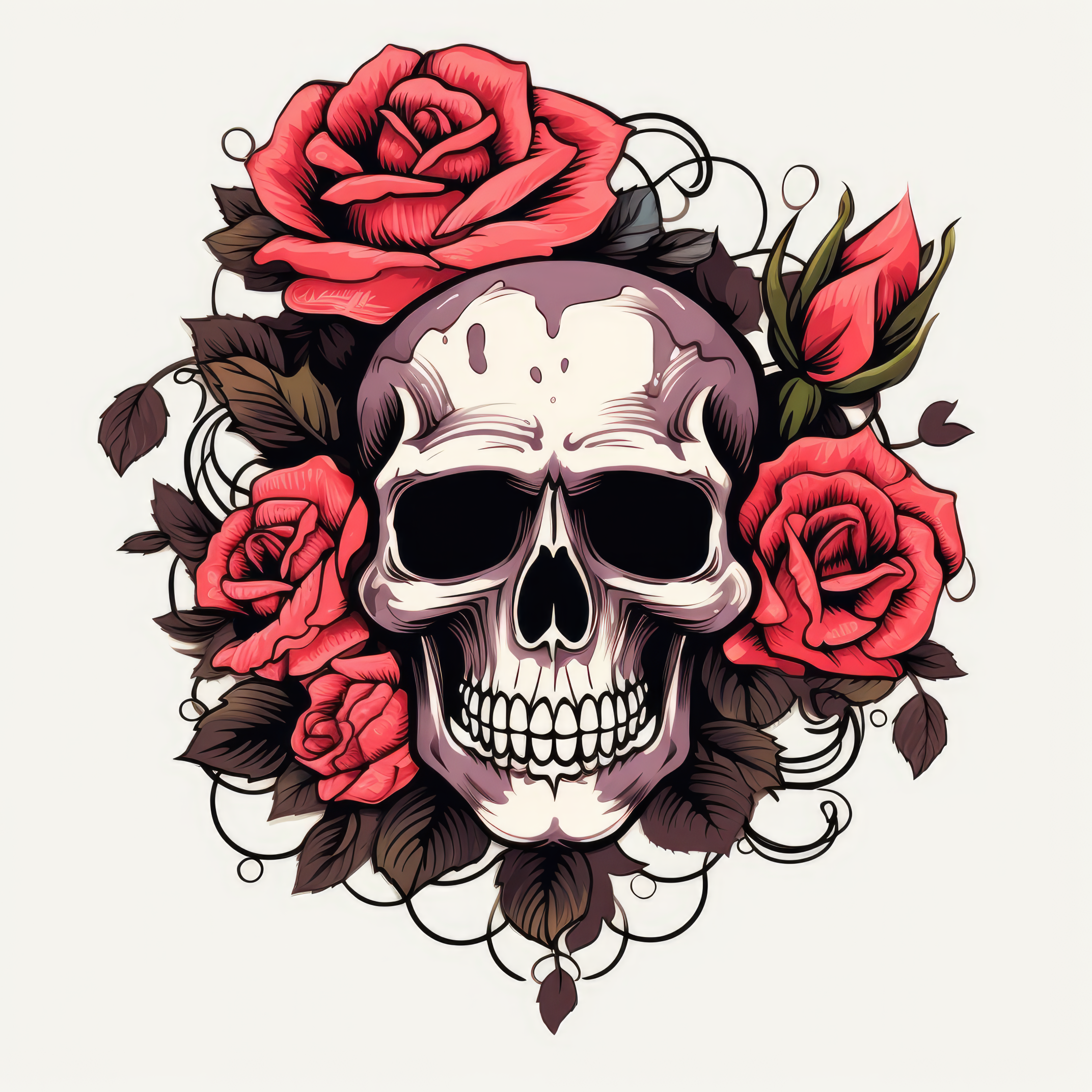 Make gothic rose with skull clipart halloween hand 2 (paitakuva)