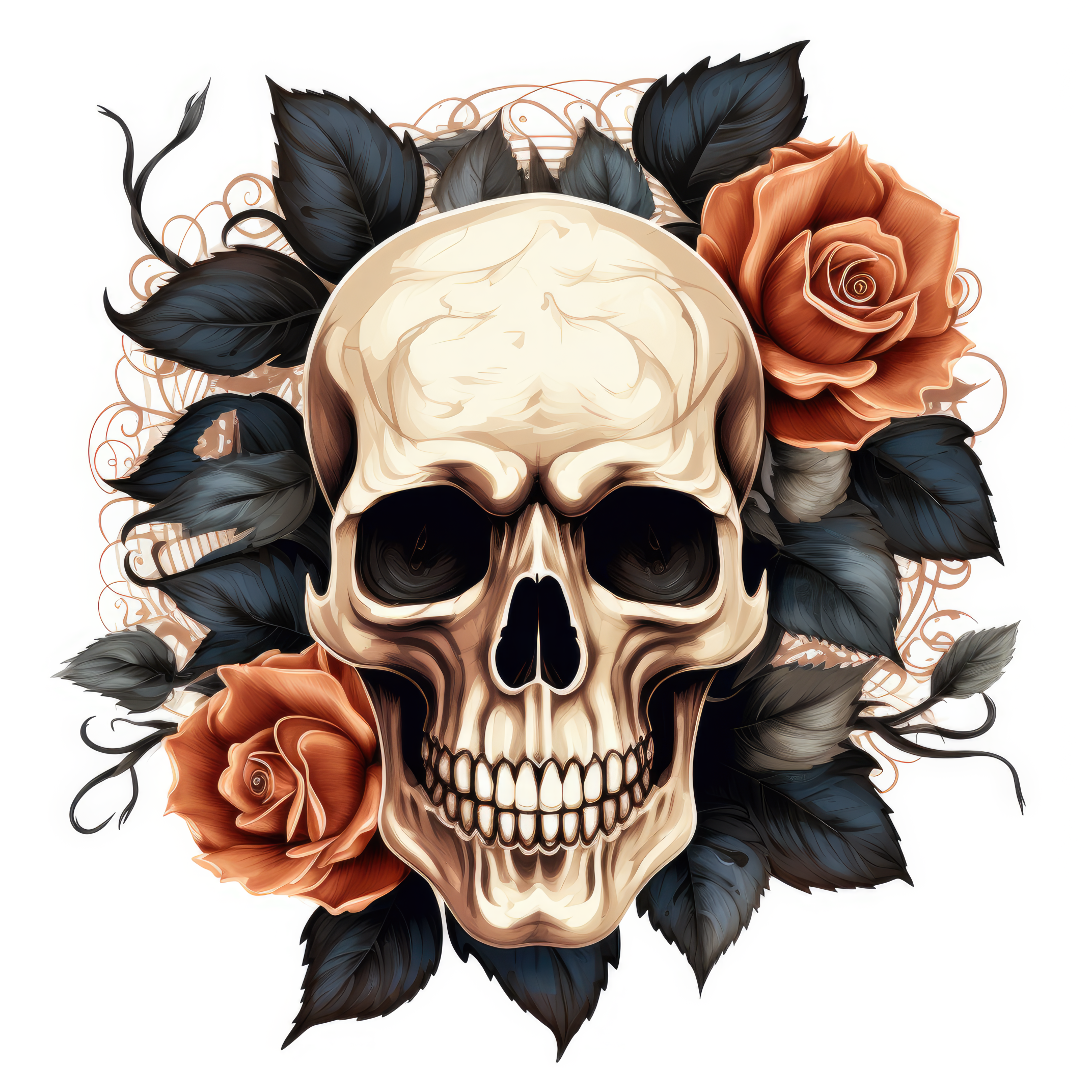 Make gothic rose with skull clipart halloween hand 3 (paitakuva)
