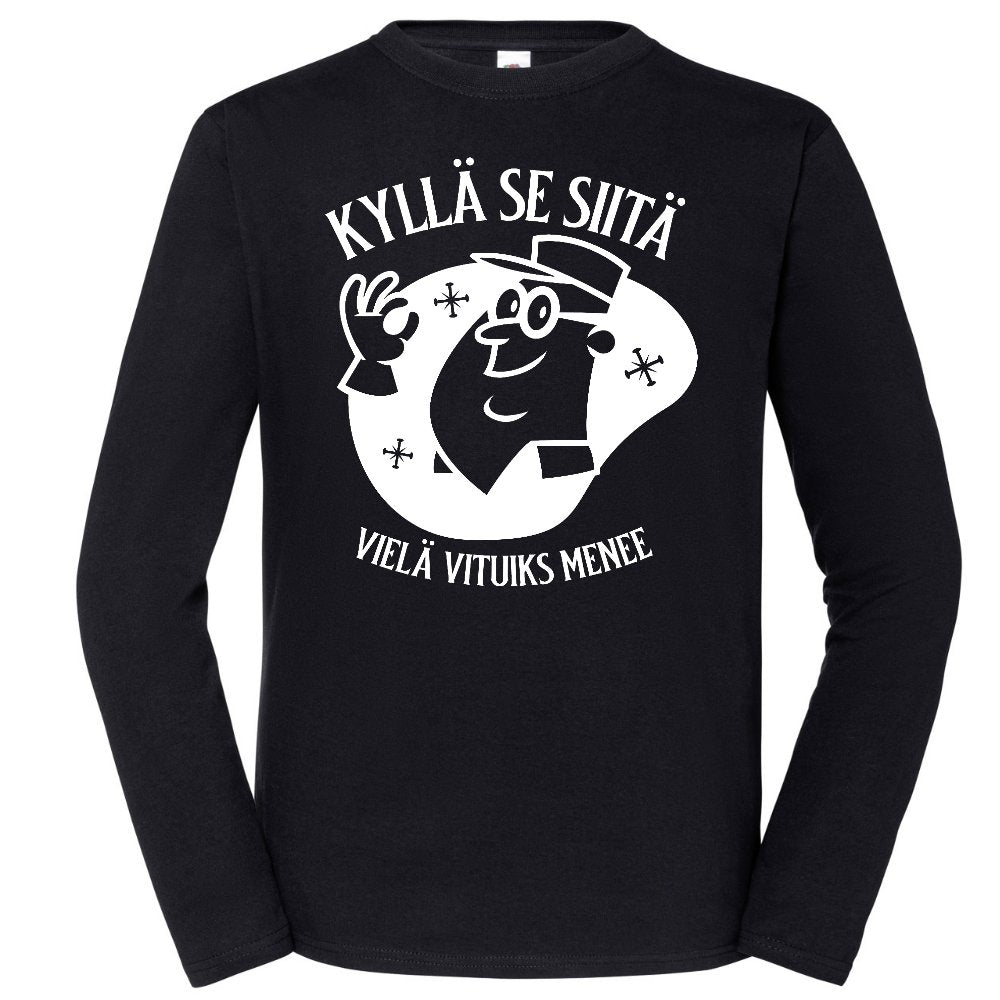 PITKÄHIHAINEN T-PAITA MUSTA - KYLLÄ SE SIITÄ (00 2491)