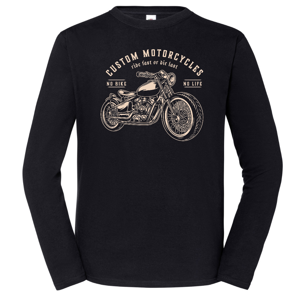 PITKÄHIHAINEN T-PAITA MUSTA - CUSTOM MOTORCYCLES (2974)