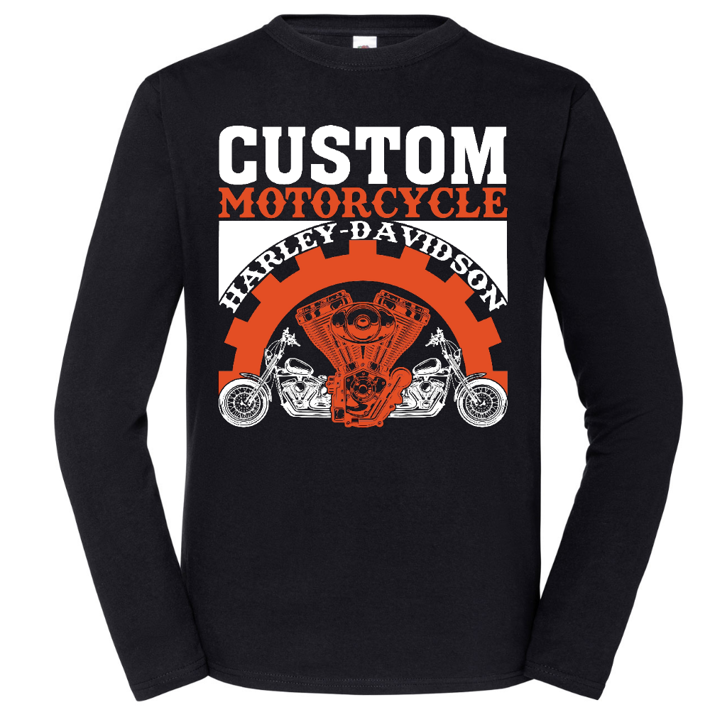 PITKÄHIHAINEN T-PAITA MUSTA - CUSTOM MOTORCYCLE