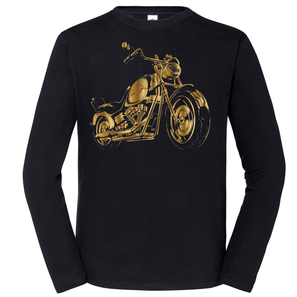 PITKÄHIHAINEN T-PAITA MUSTA - GOLD BIKER