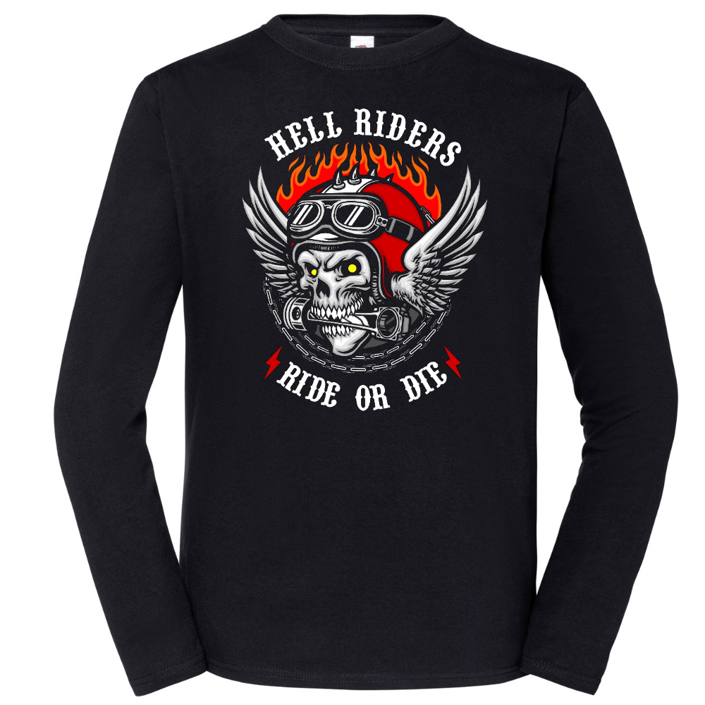 PITKÄHIHAINEN T-PAITA MUSTA - HELL RIDERS (2976)