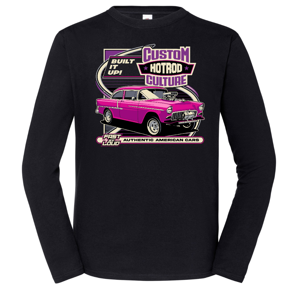 PITKÄHIHAINEN T-PAITA MUSTA - CUSTOM HOT ROD CULTURE (00 218)
