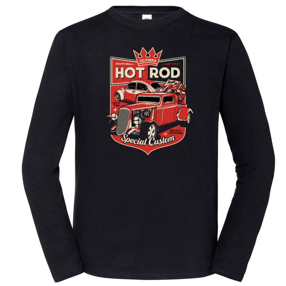 PITKÄHIHAINEN T-PAITA MUSTA - CALIFORNIA HOT ROD