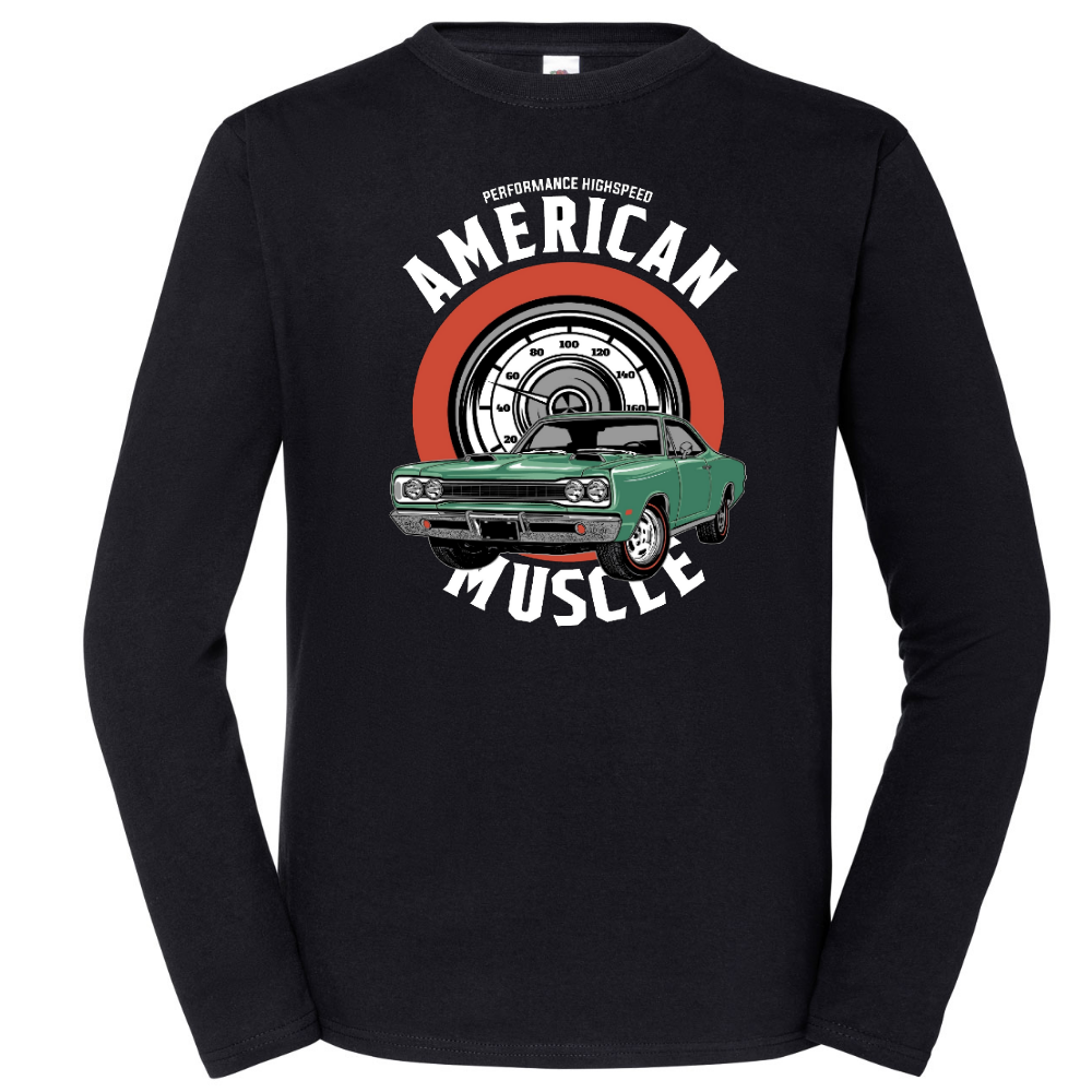 PITKÄHIHAINEN T-PAITA MUSTA - AMERICAN MUSCLE (00 465)