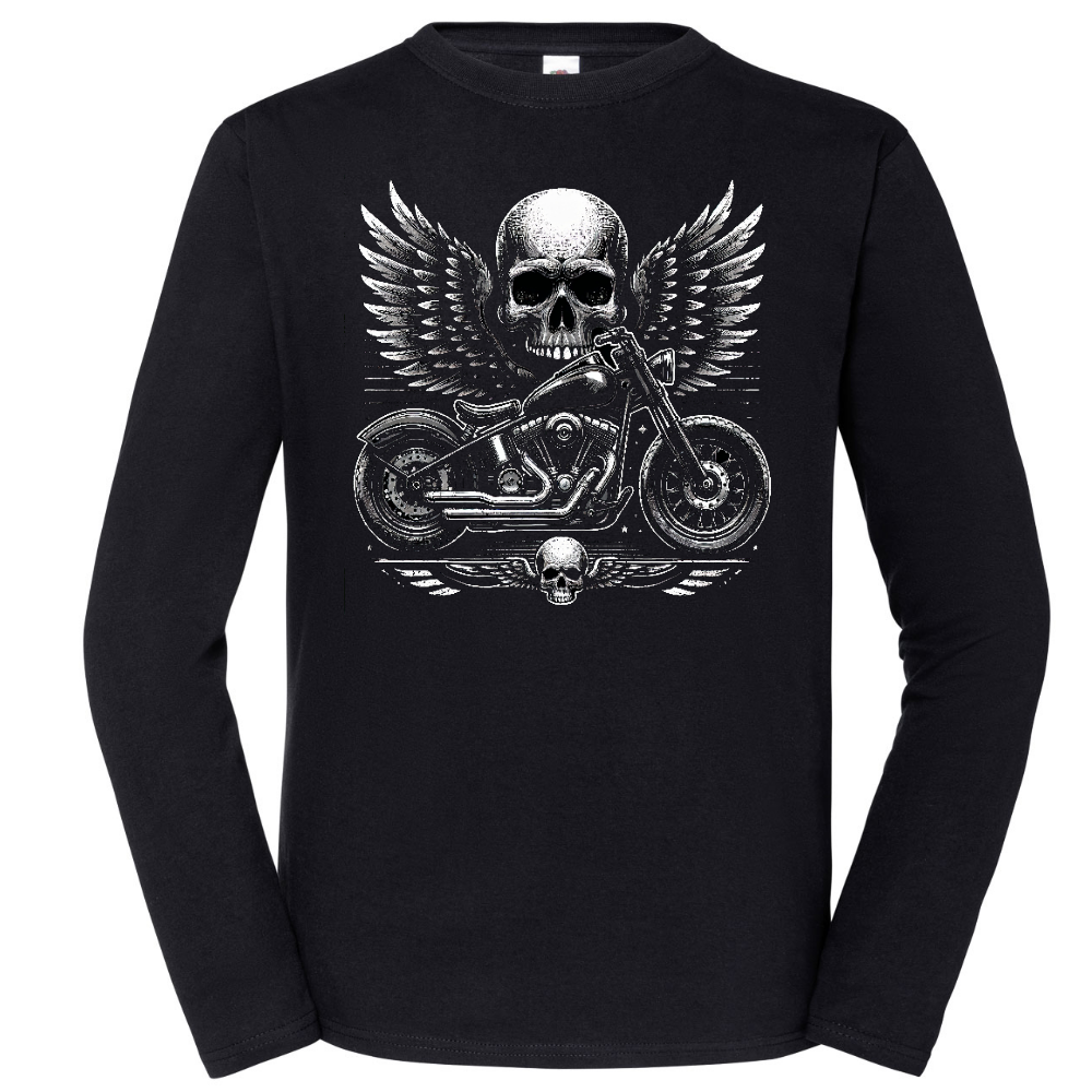PITKÄHIHAINEN T-PAITA MUSTA - SKULL