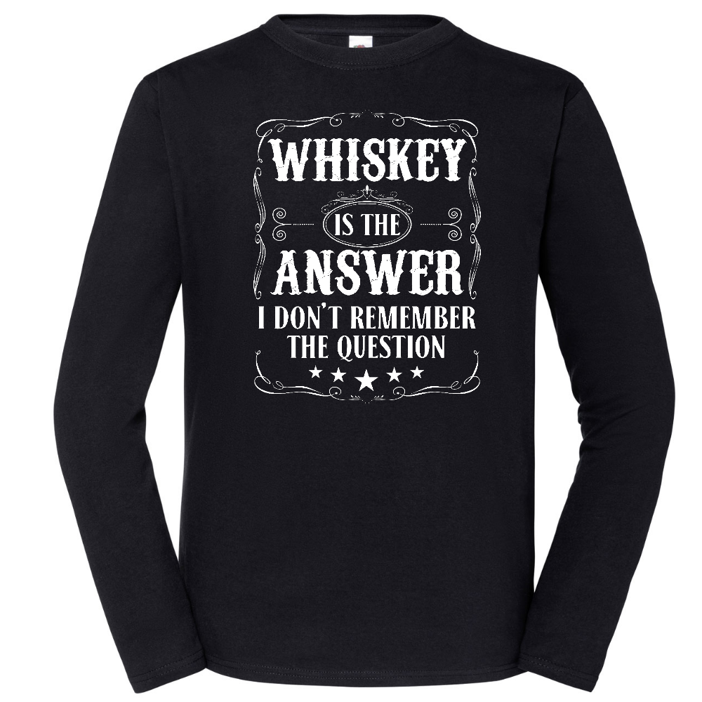 PITKÄHIHAINEN T-PAITA MUSTA - WHISKEY IS THE ANSWER (00 252)