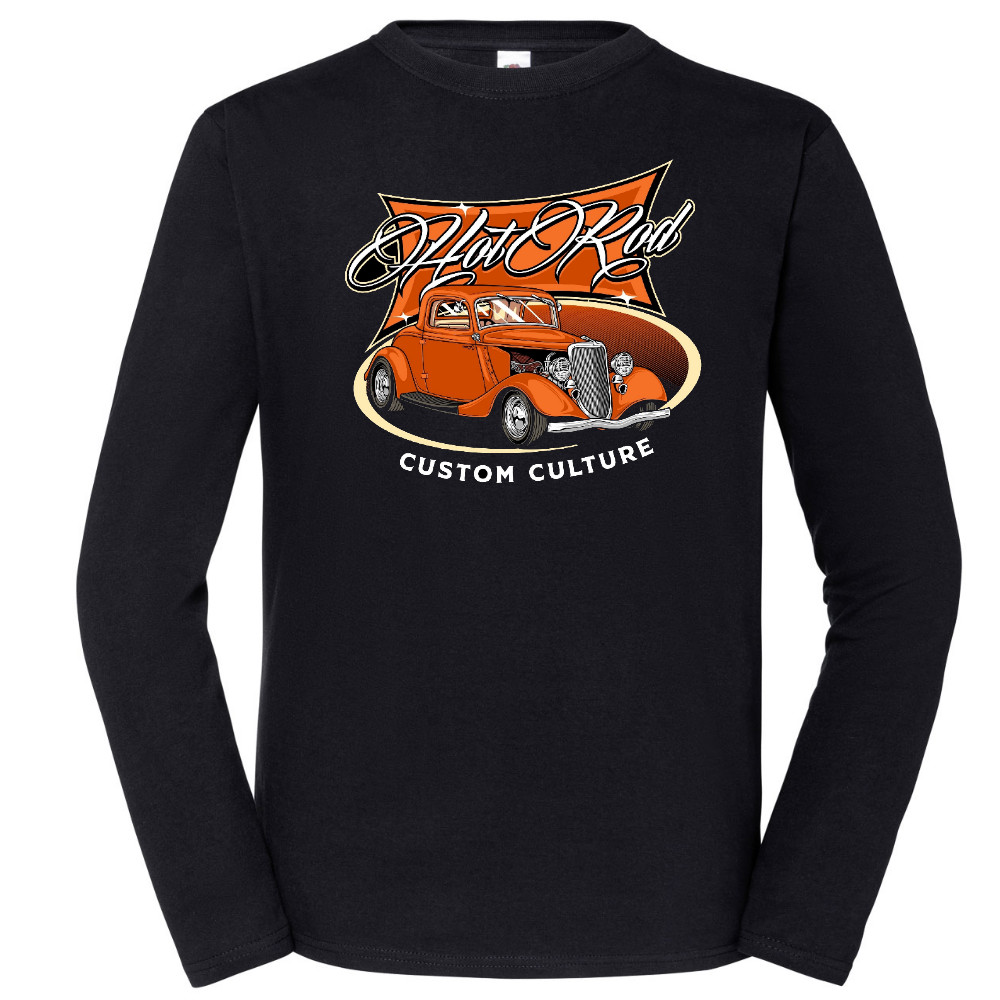 PITKÄHIHAINEN T-PAITA MUSTA - HOT ROD CUSTOM CULTURE (00 501)