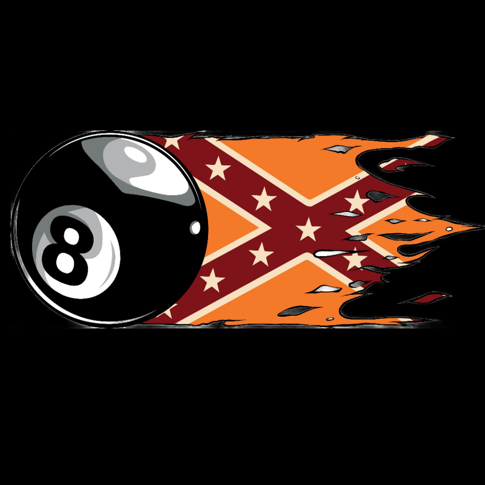 T-PAITA MUSTA PELI - Eight ball with flag (2893)