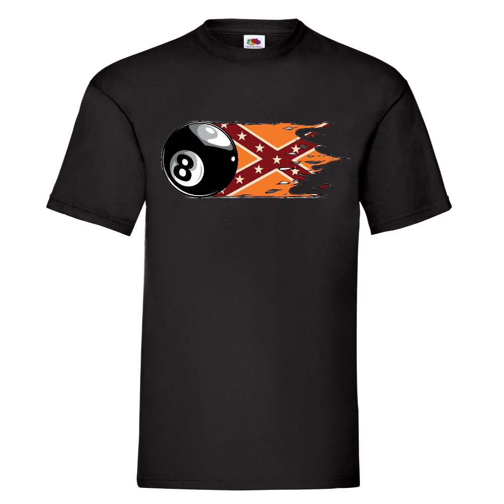 T-PAITA MUSTA PELI - Eight ball with flag (2893)