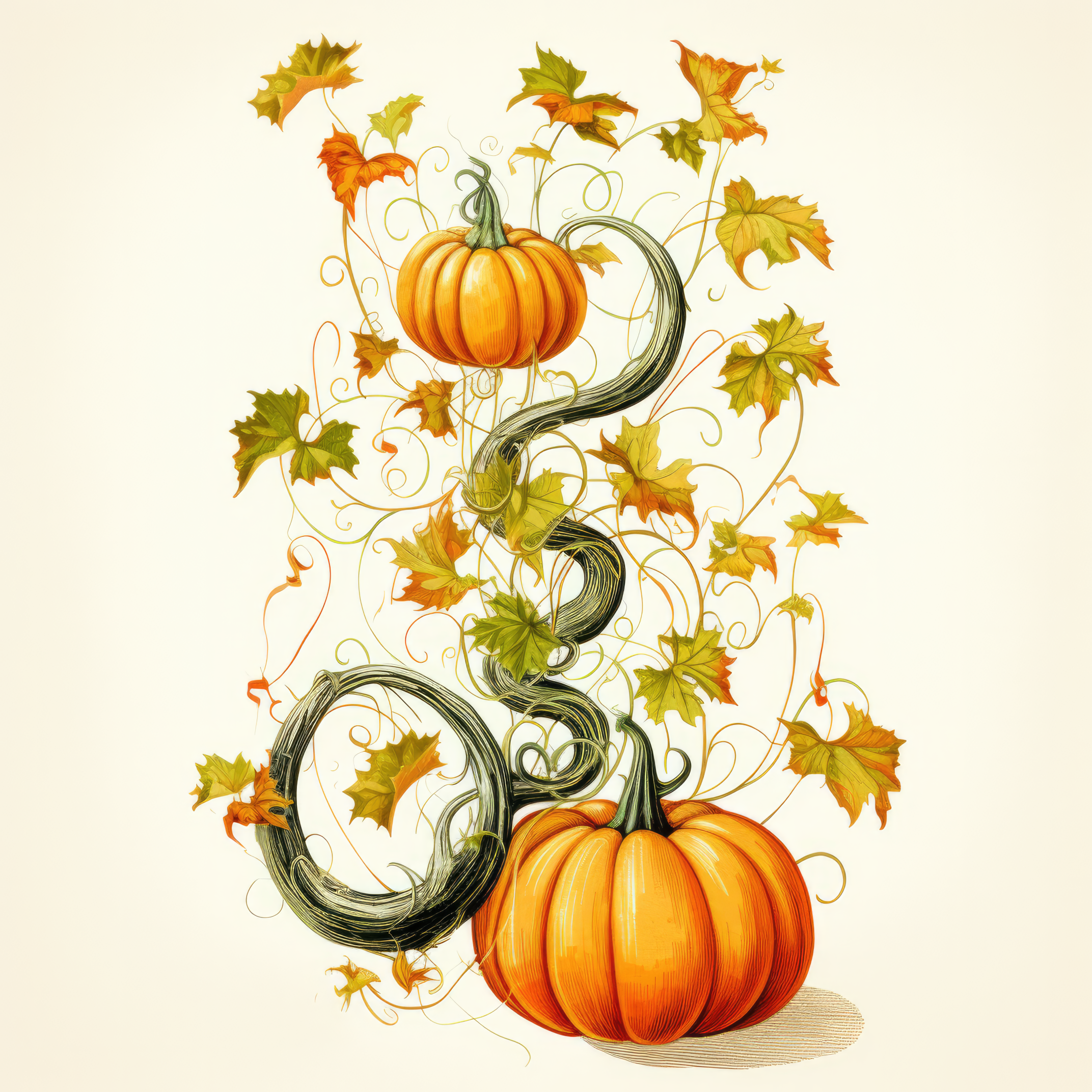Pumpkin vine spiraling upwards 1 (paitakuva)