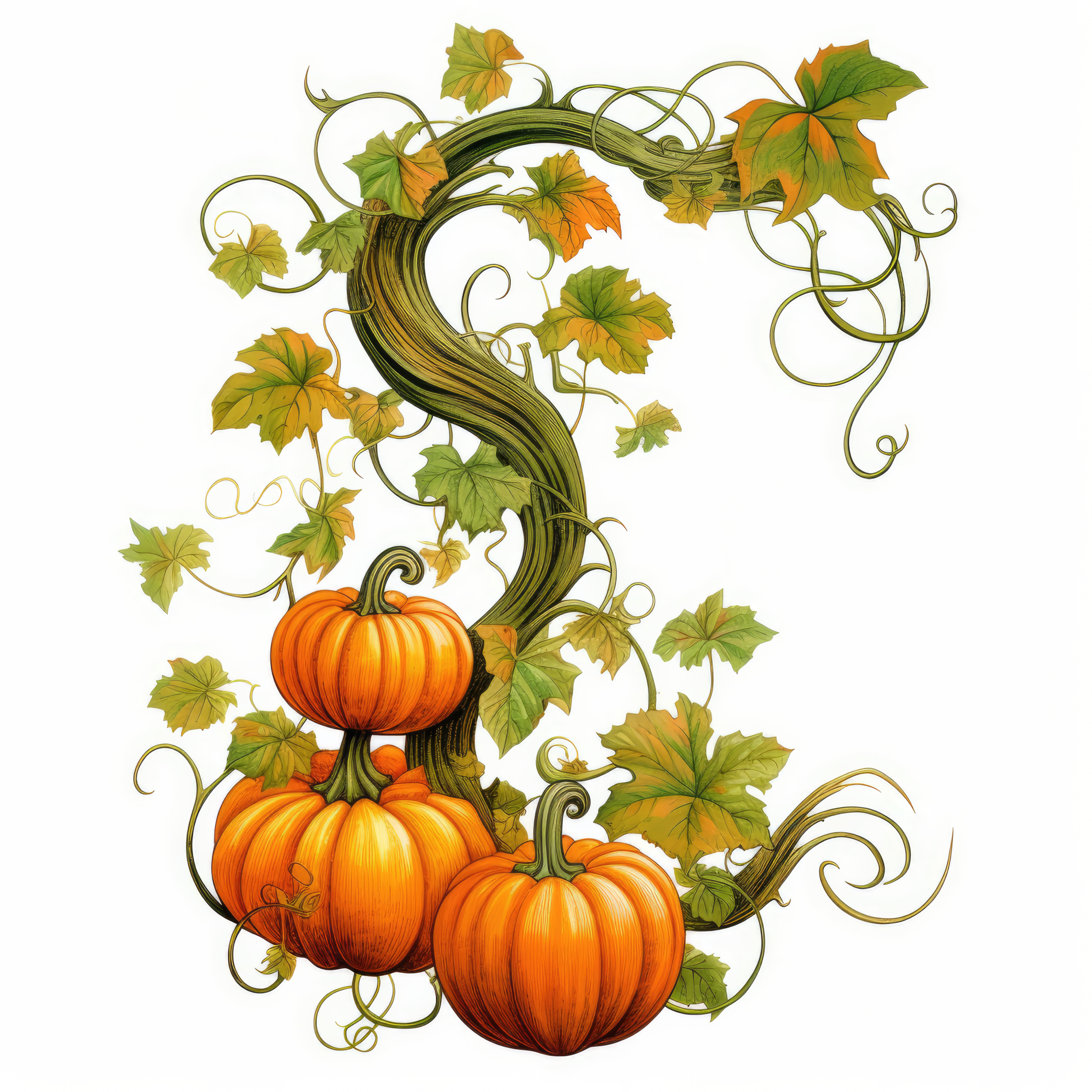 Pumpkin vine spiraling upwards 2 (paitakuva)