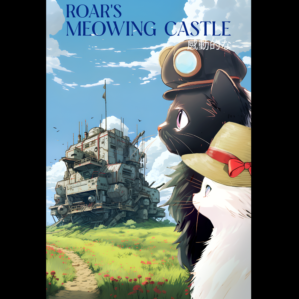 KISSALEFFA T-PAITA MUSTA - ROAR'S MEOWING CASTLE