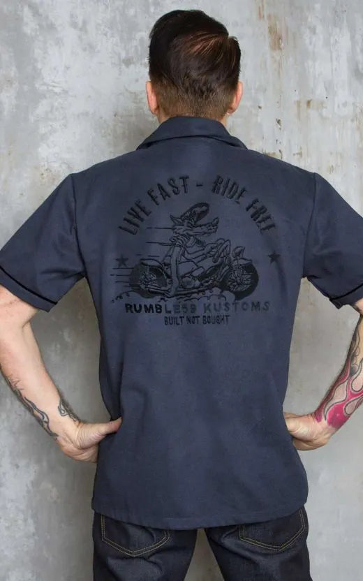 KAULUSPAITA - Worker Shirt - Live Fast, Ride Free