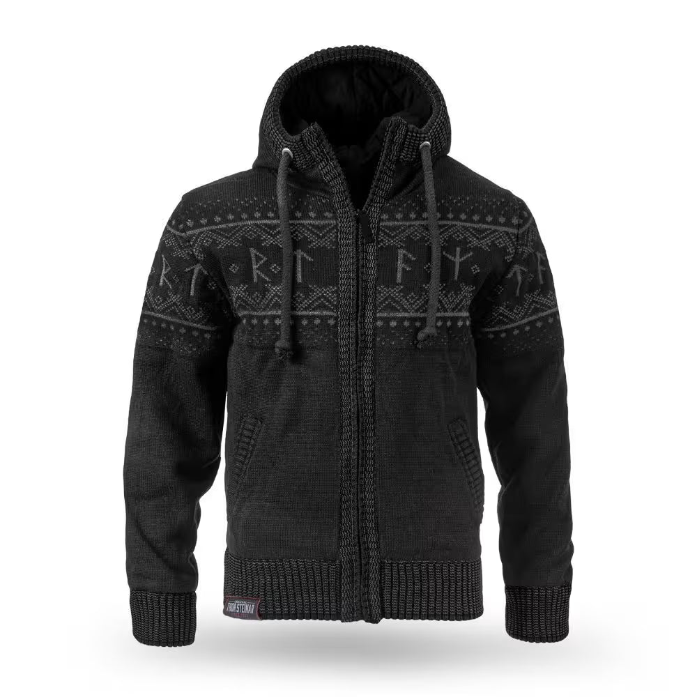 THOR STEINAR - knit jacket Runa black - vuorellinen neuletakki