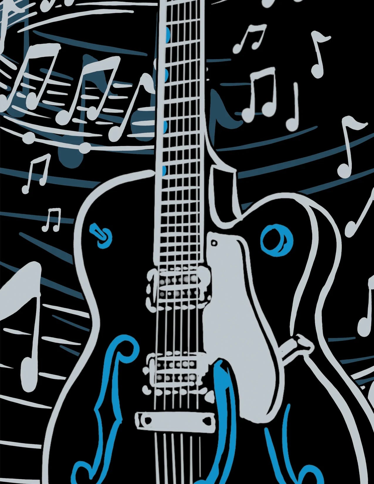 KAULUSPAITA - Guitar Panel Bowling Shirt - STEADY CLOTHING