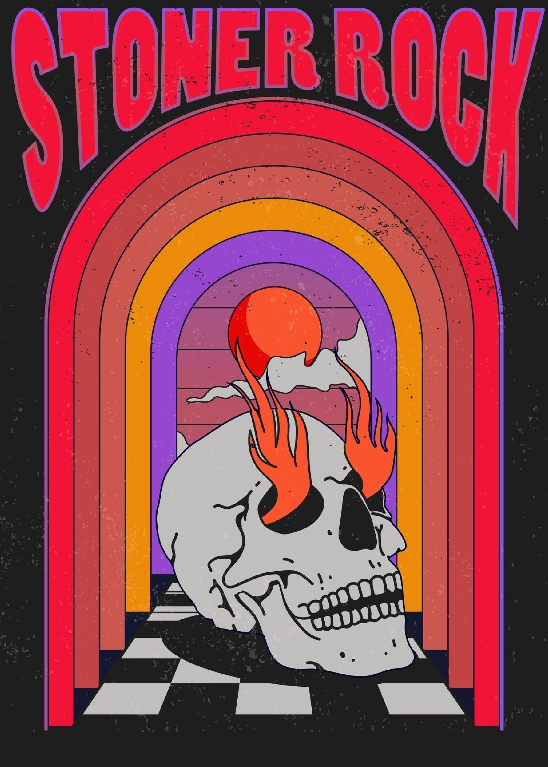 T-paita musta - Stoner Rock Burning Skull