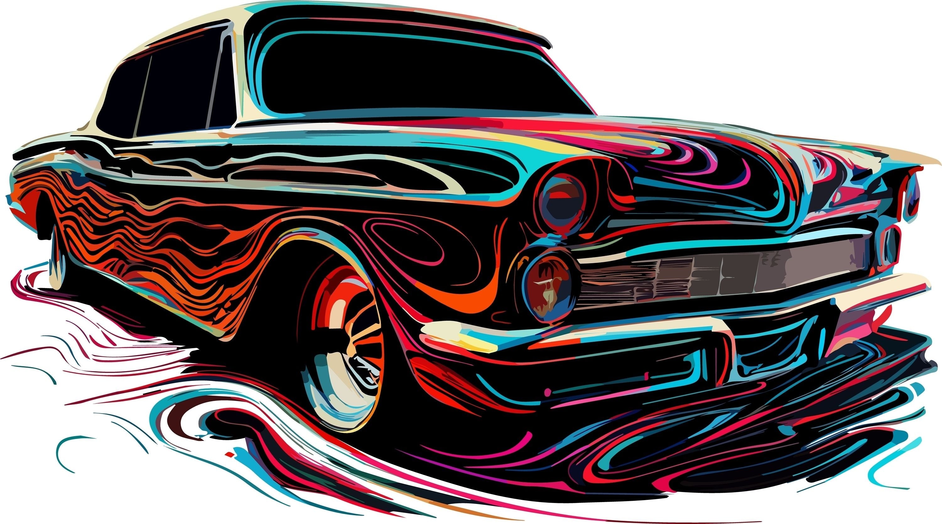 T-PAITA VALKOINEN - COLORFUL CAR (00 28)