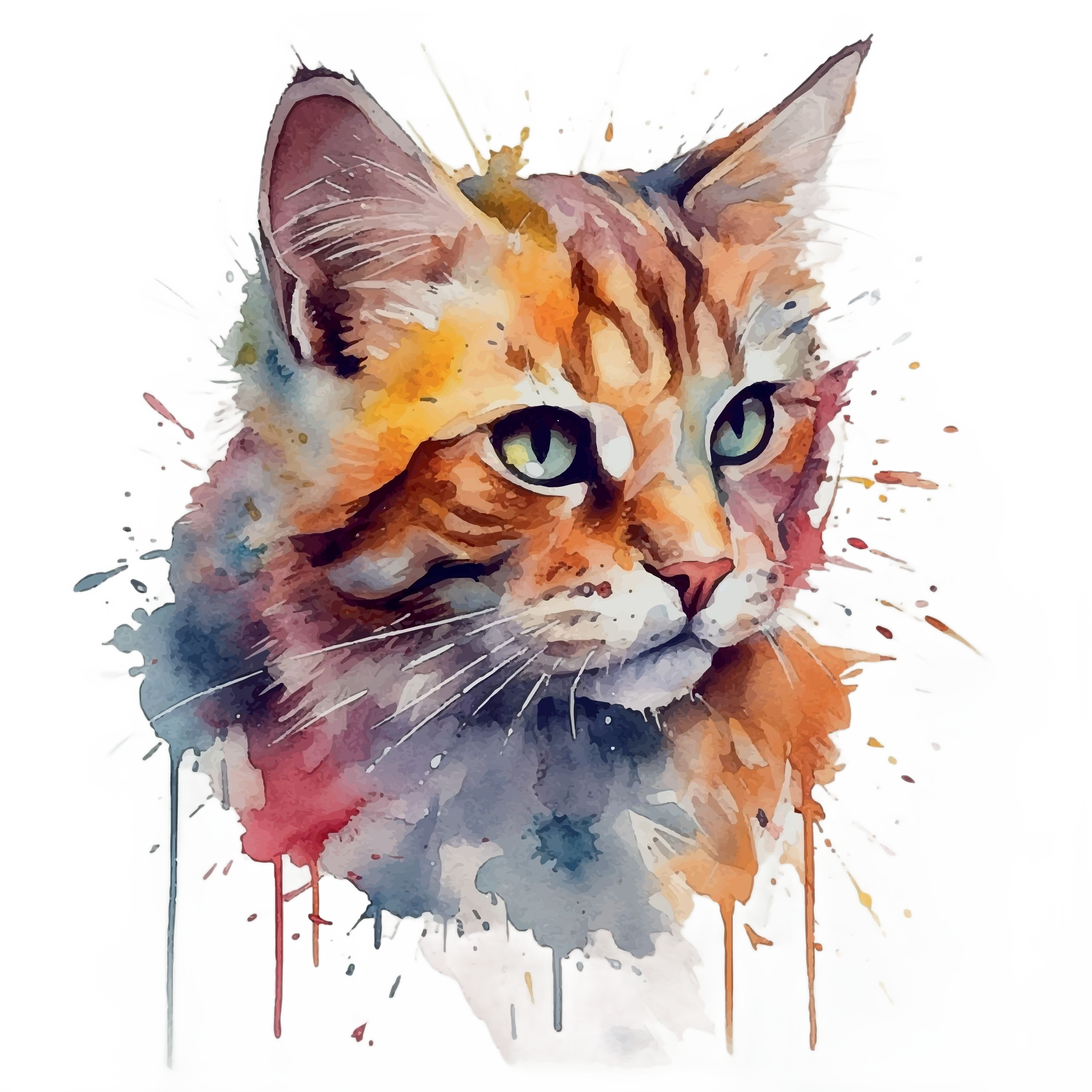 NAISTEN PITKÄHIHAINEN PAITA musta - WATERCOLOR CAT (00 2564)