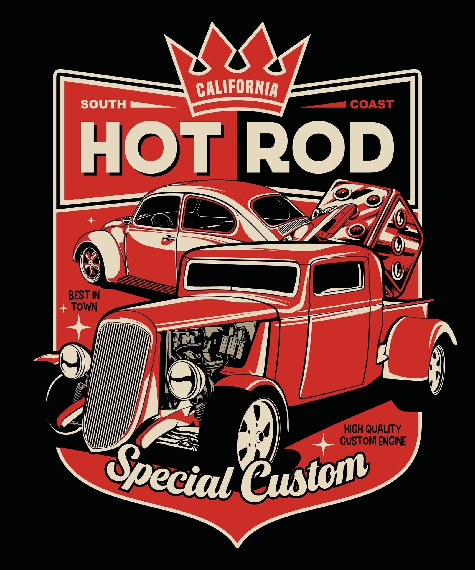 T-PAITA MUSTA - CALIFORNIA HOT ROD (00 186)