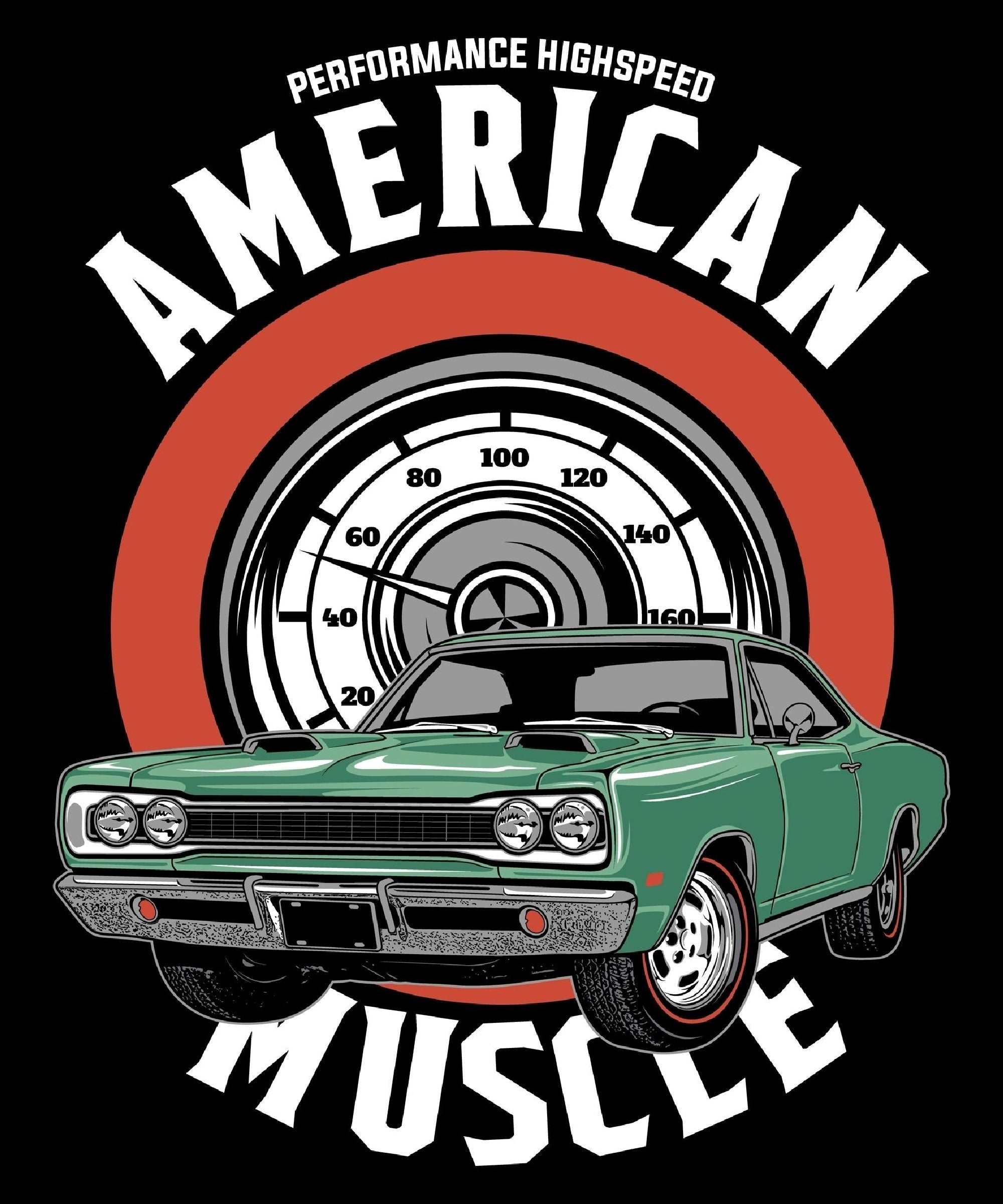 T-PAITA MUSTA - AMERICAN MUSCLE (00 465)