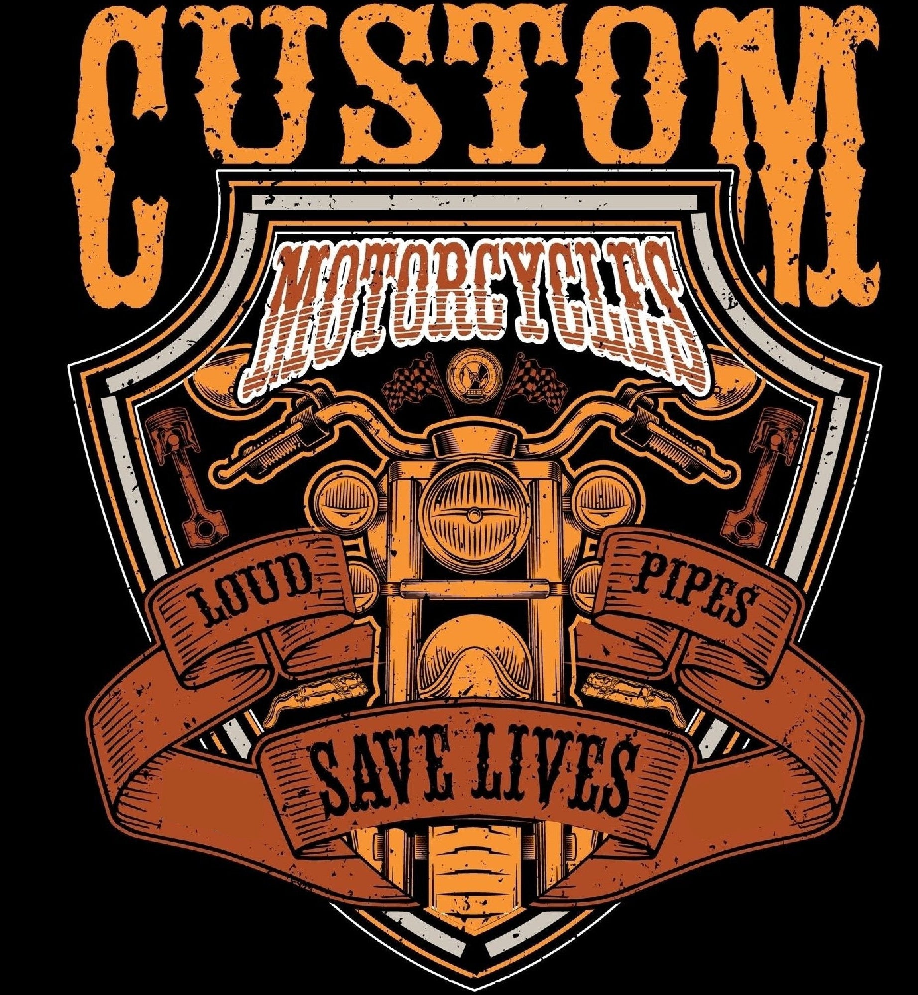 PITKÄHIHAINEN T-PAITA MUSTA - LOUD PIPES SAVE LIVES (00 476)