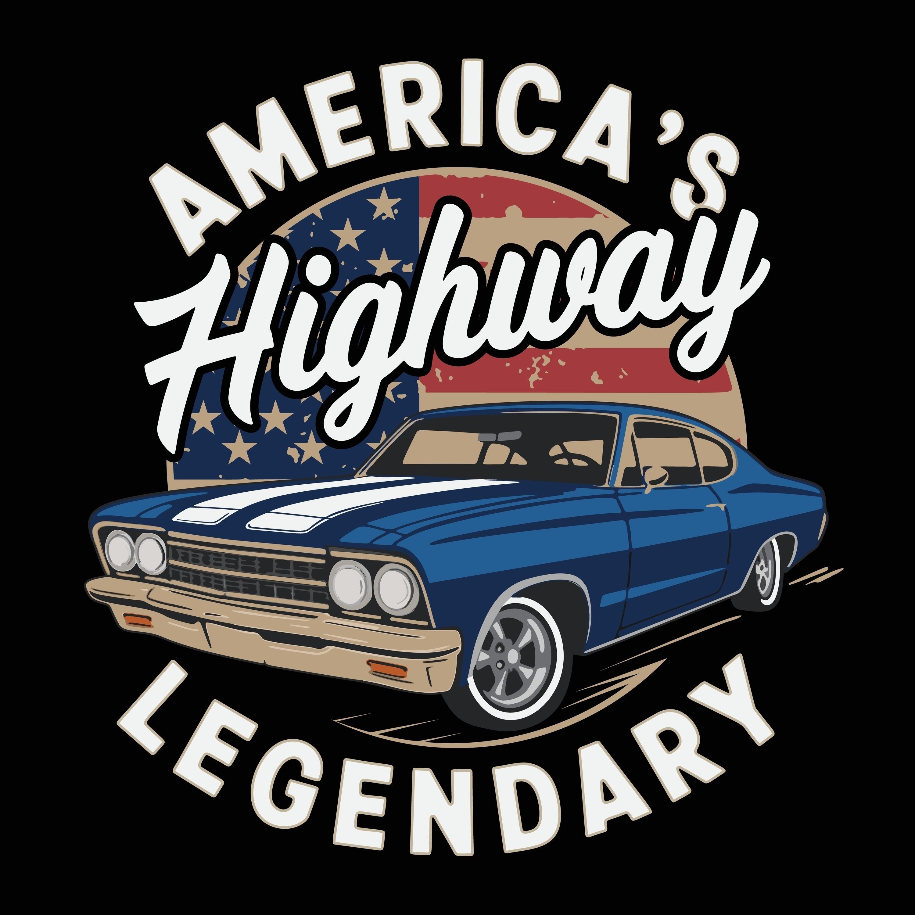 CLASSIC HUPPARI MUSTA - AMERICA'S HIGHWAY LEGENDARY